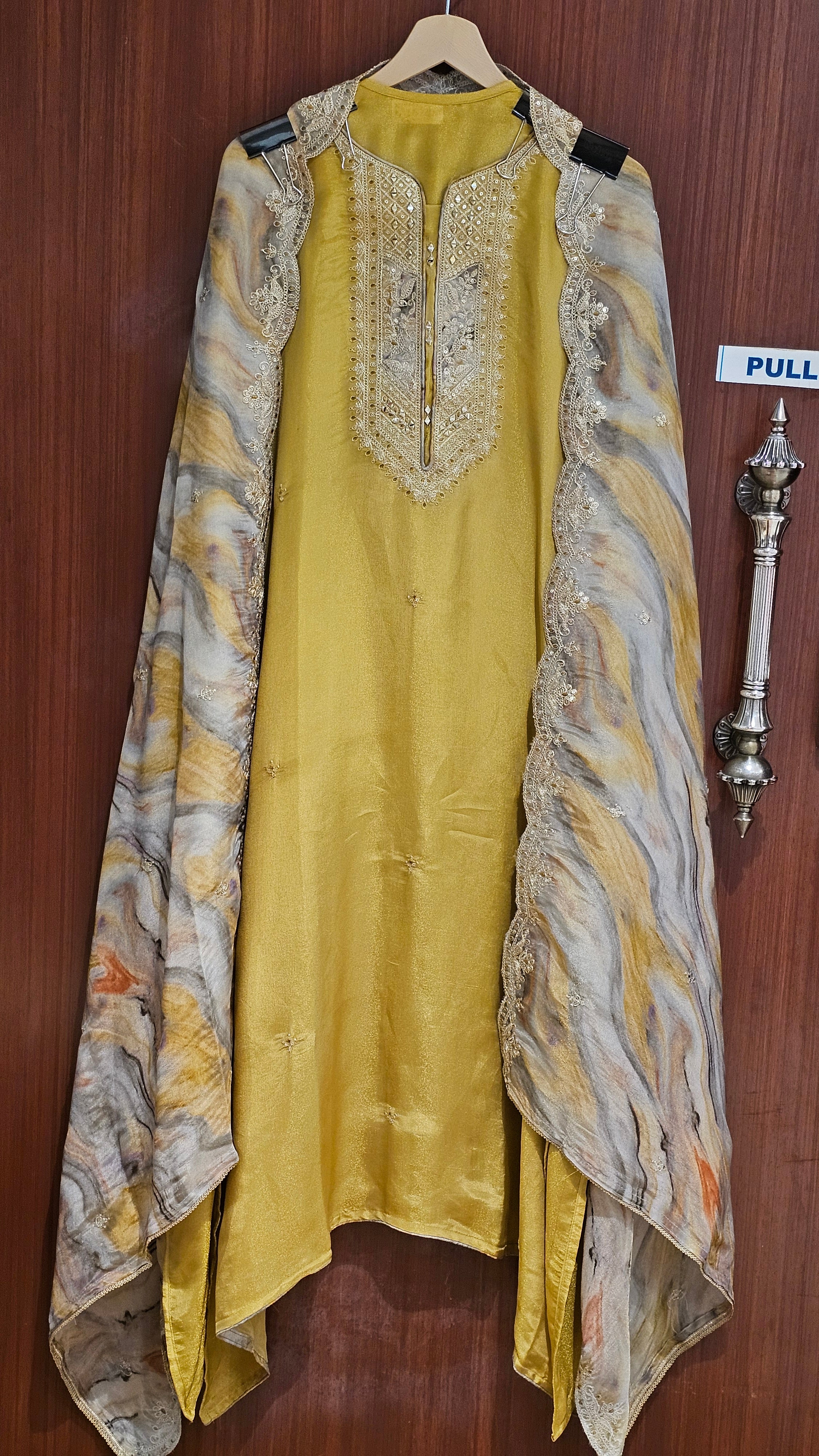 Shimmer Tissue Suit with Zari Embroidery & Digital Dupatta