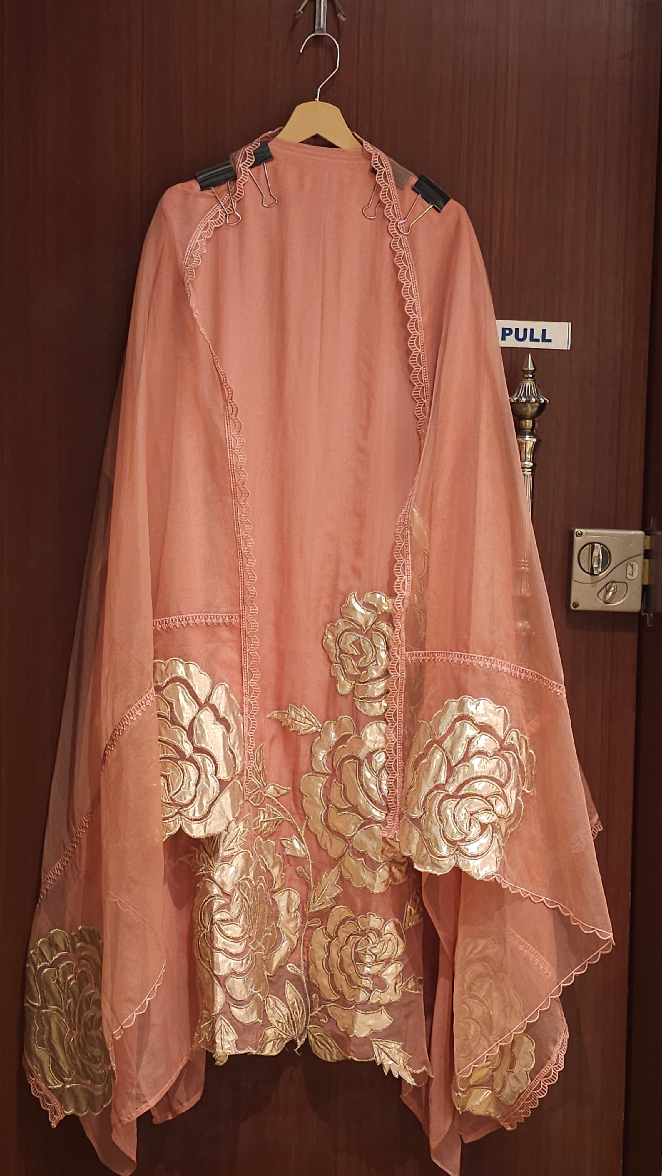 Soft Organza Suit with Rose Gold Patchwork