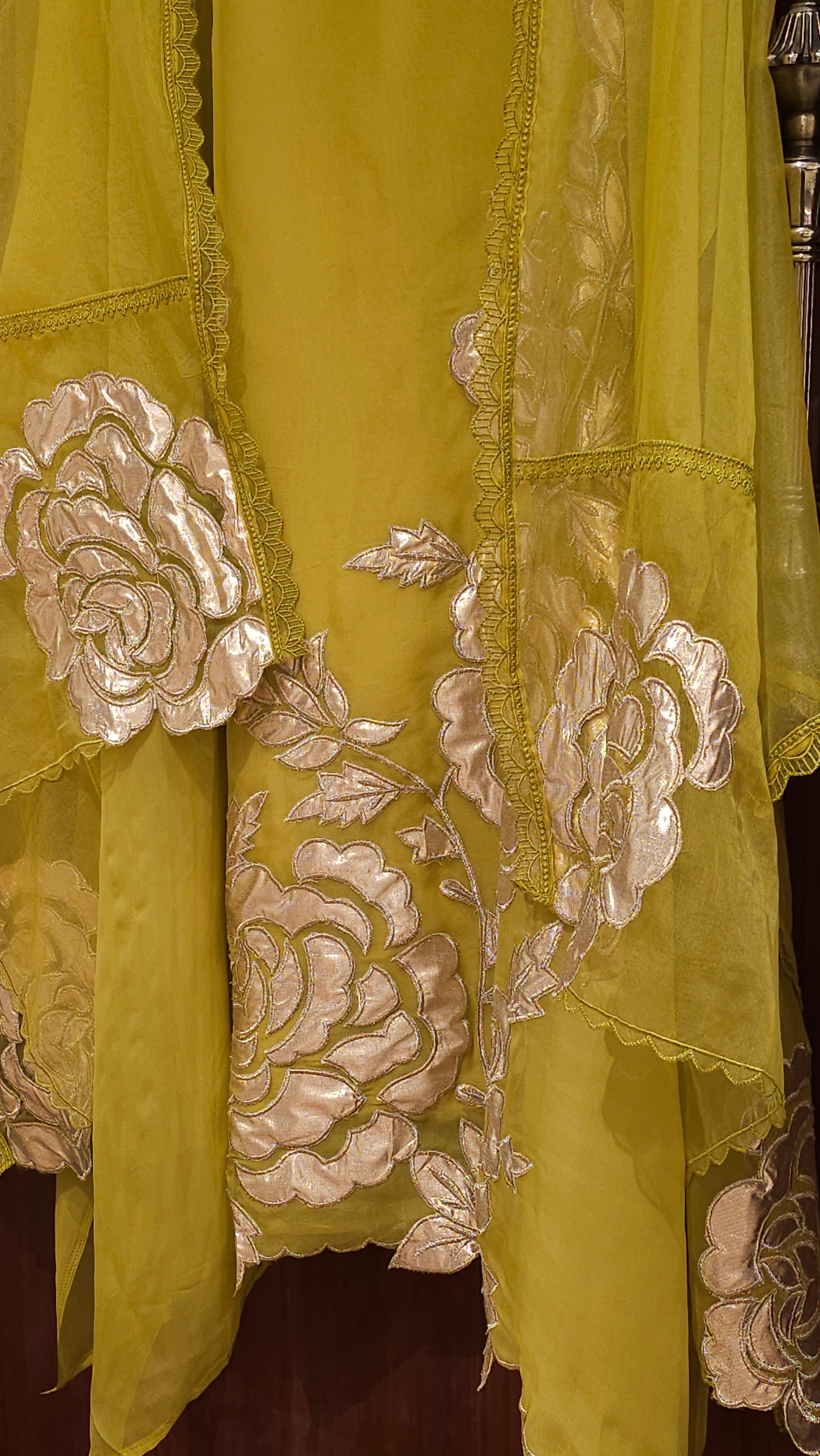 Soft Organza Suit with Rose Gold Patchwork