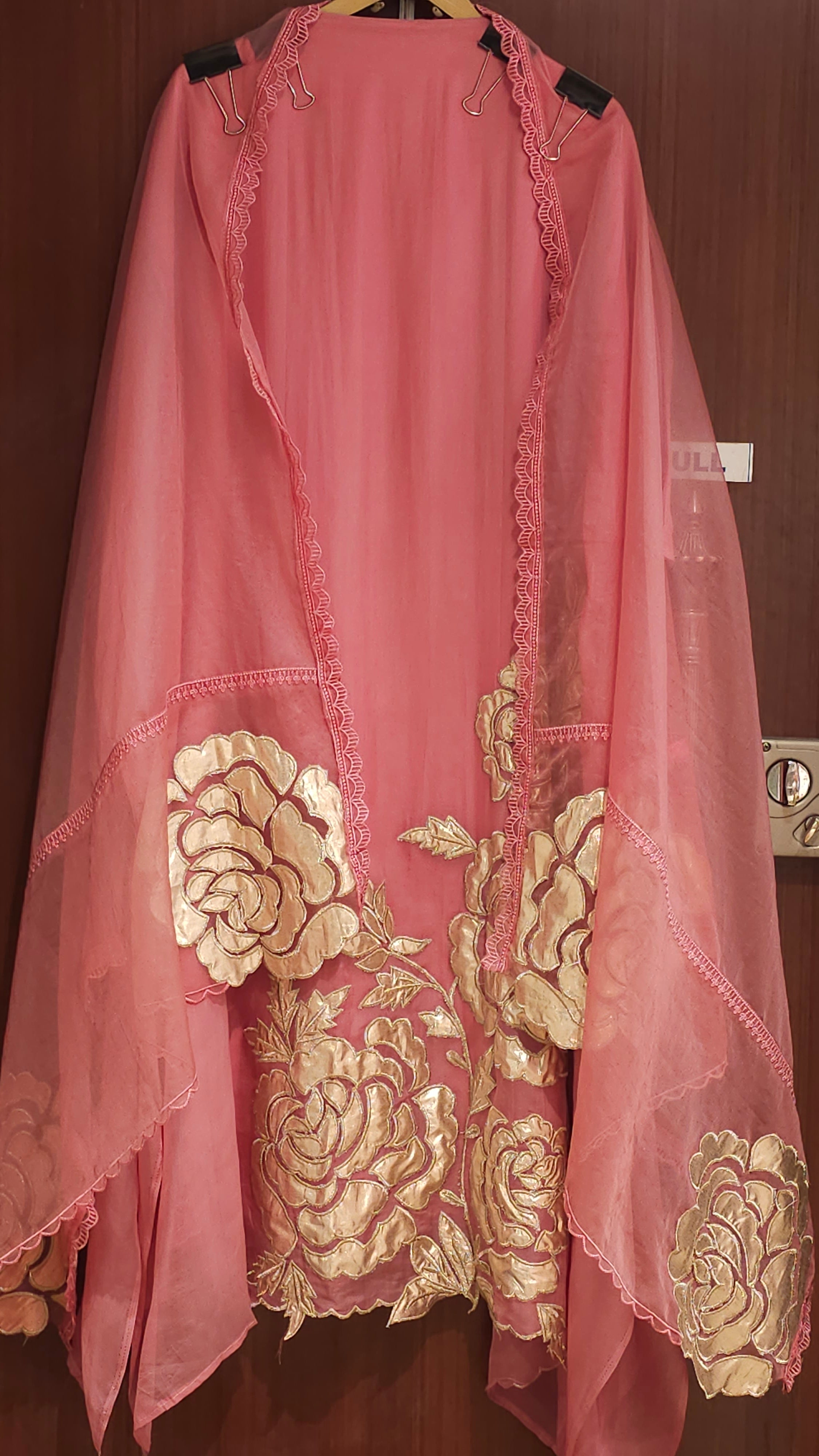 Soft Organza Suit with Rose Gold Patchwork