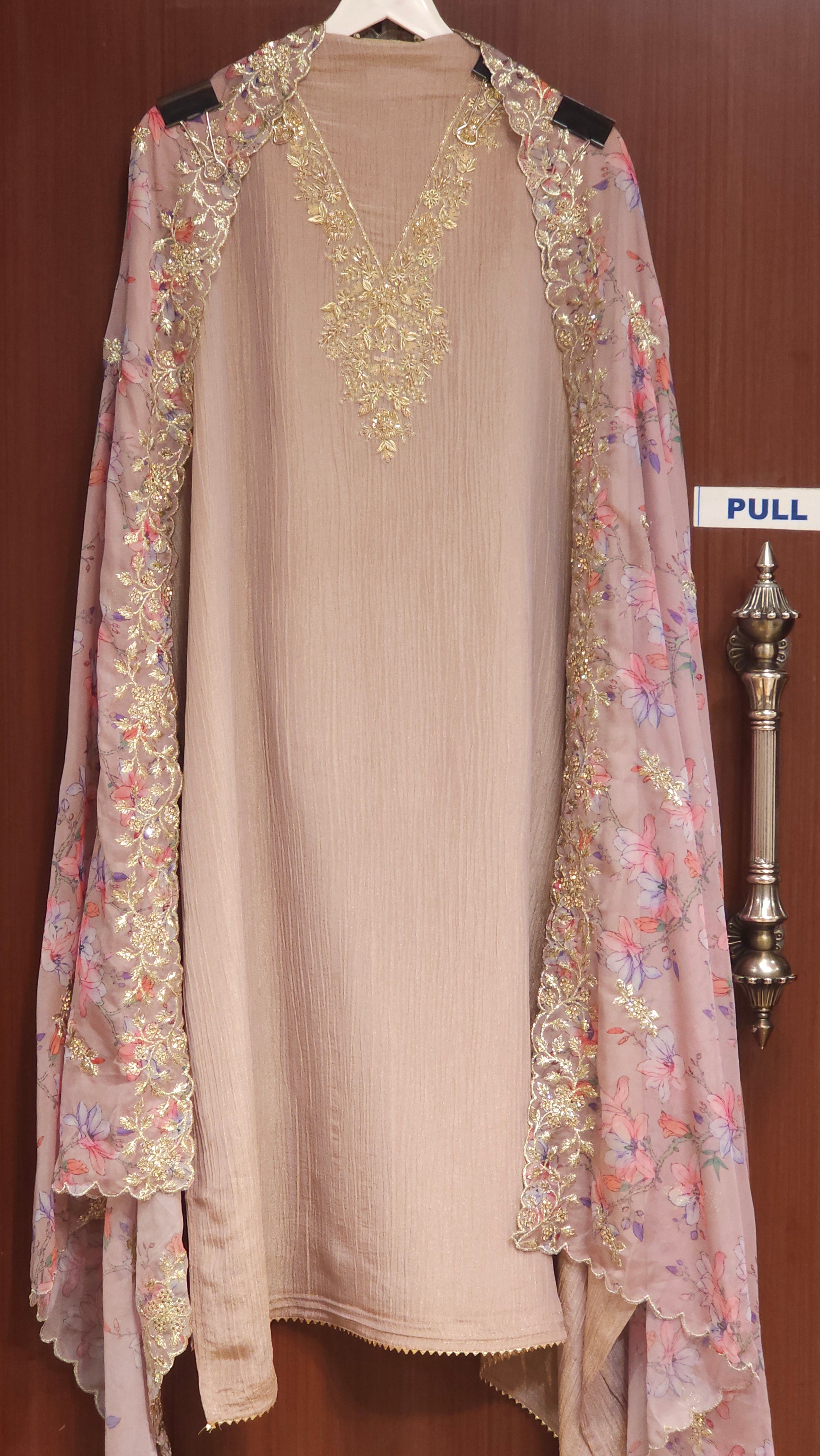 Crystal Crushed Tissue & Floral Embroidered Dupatta