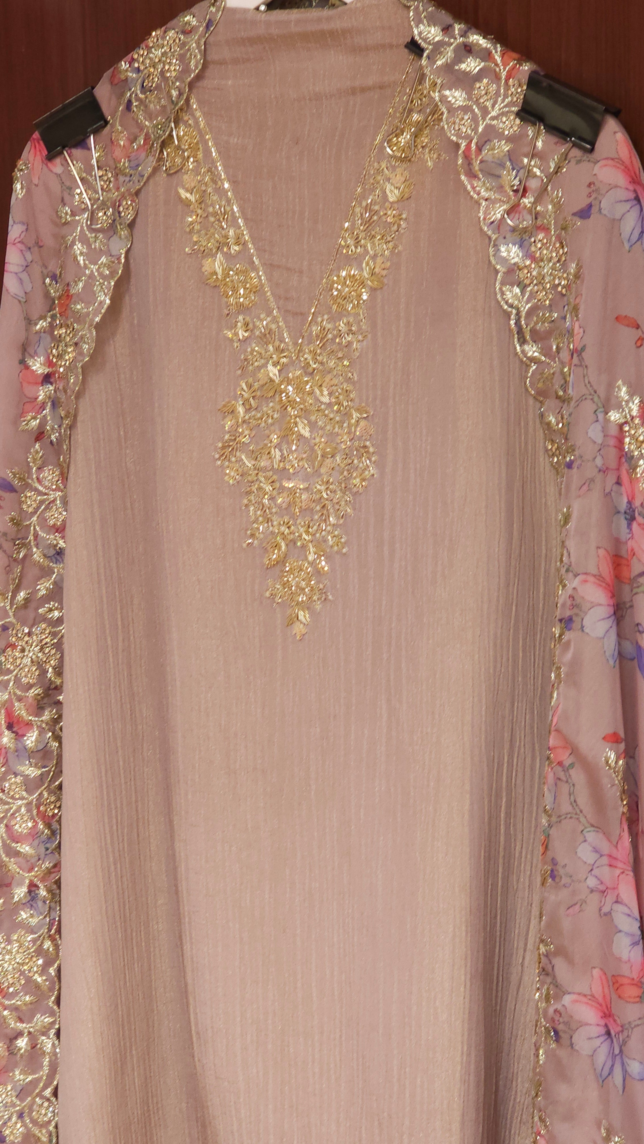 Crystal Crushed Tissue & Floral Embroidered Dupatta