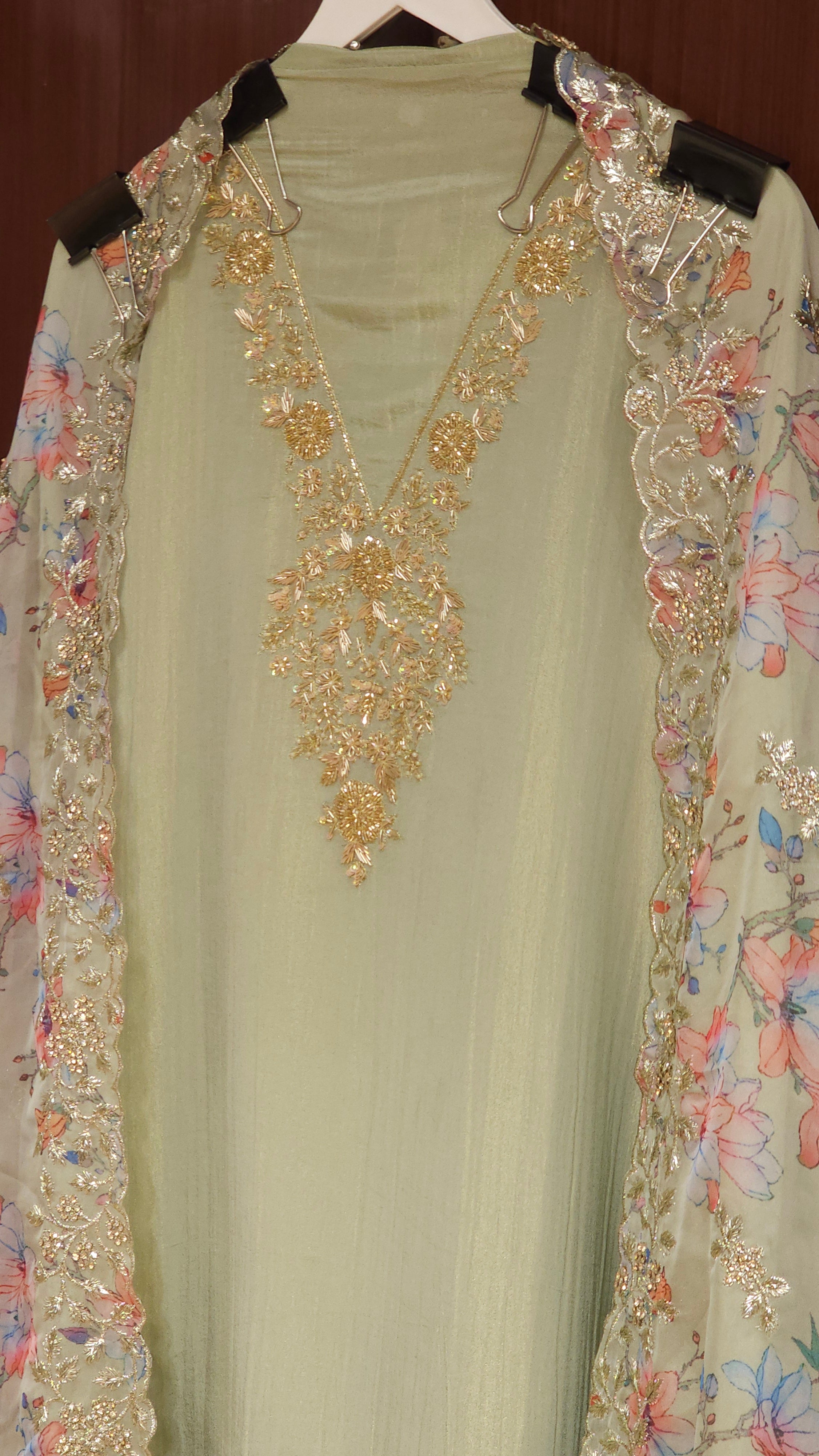 Crystal Crushed Tissue & Floral Embroidered Dupatta