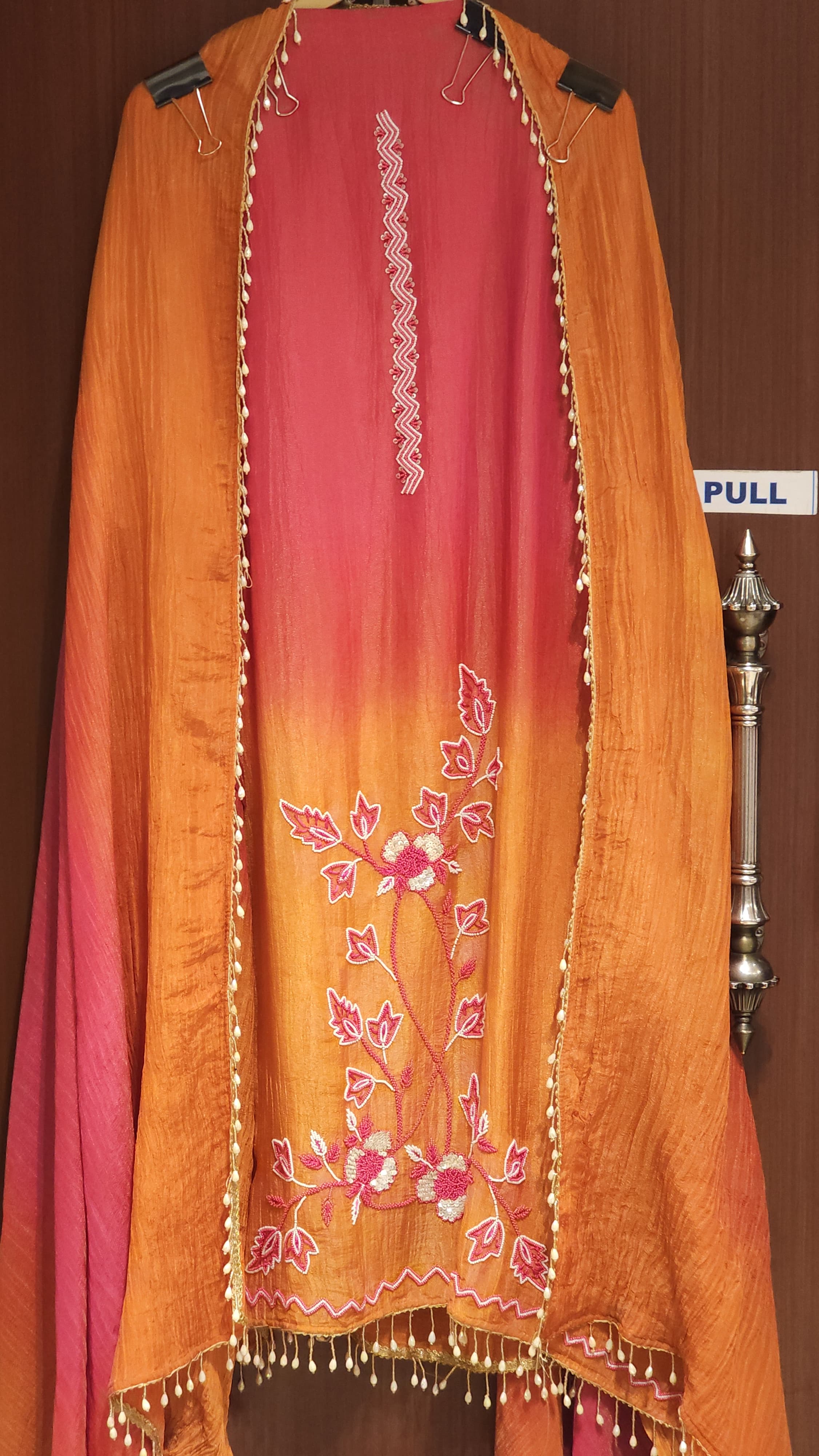 Crushed Tissue Ombre Suit - Stretchable