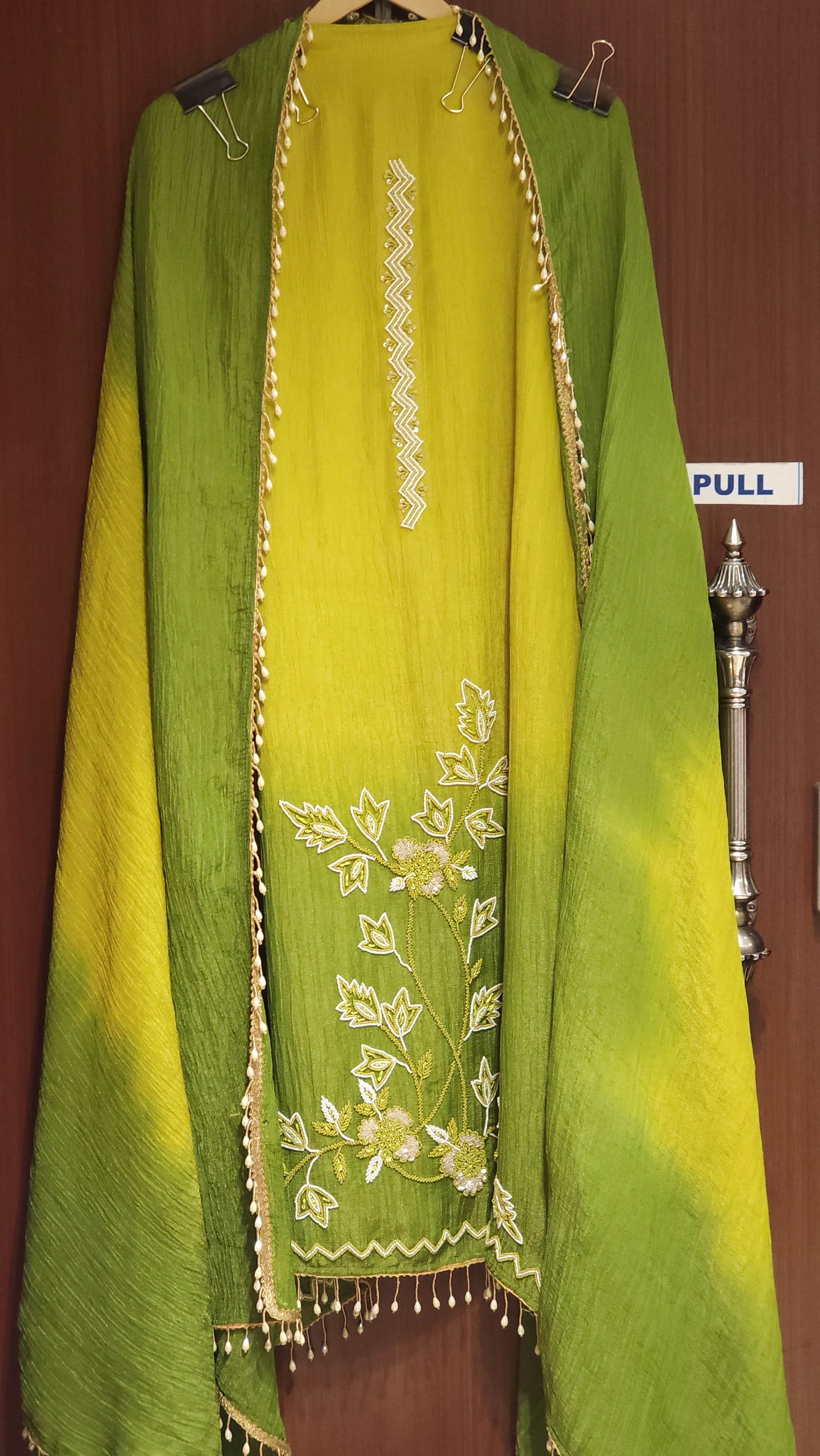 Crushed Tissue Ombre Suit - Stretchable