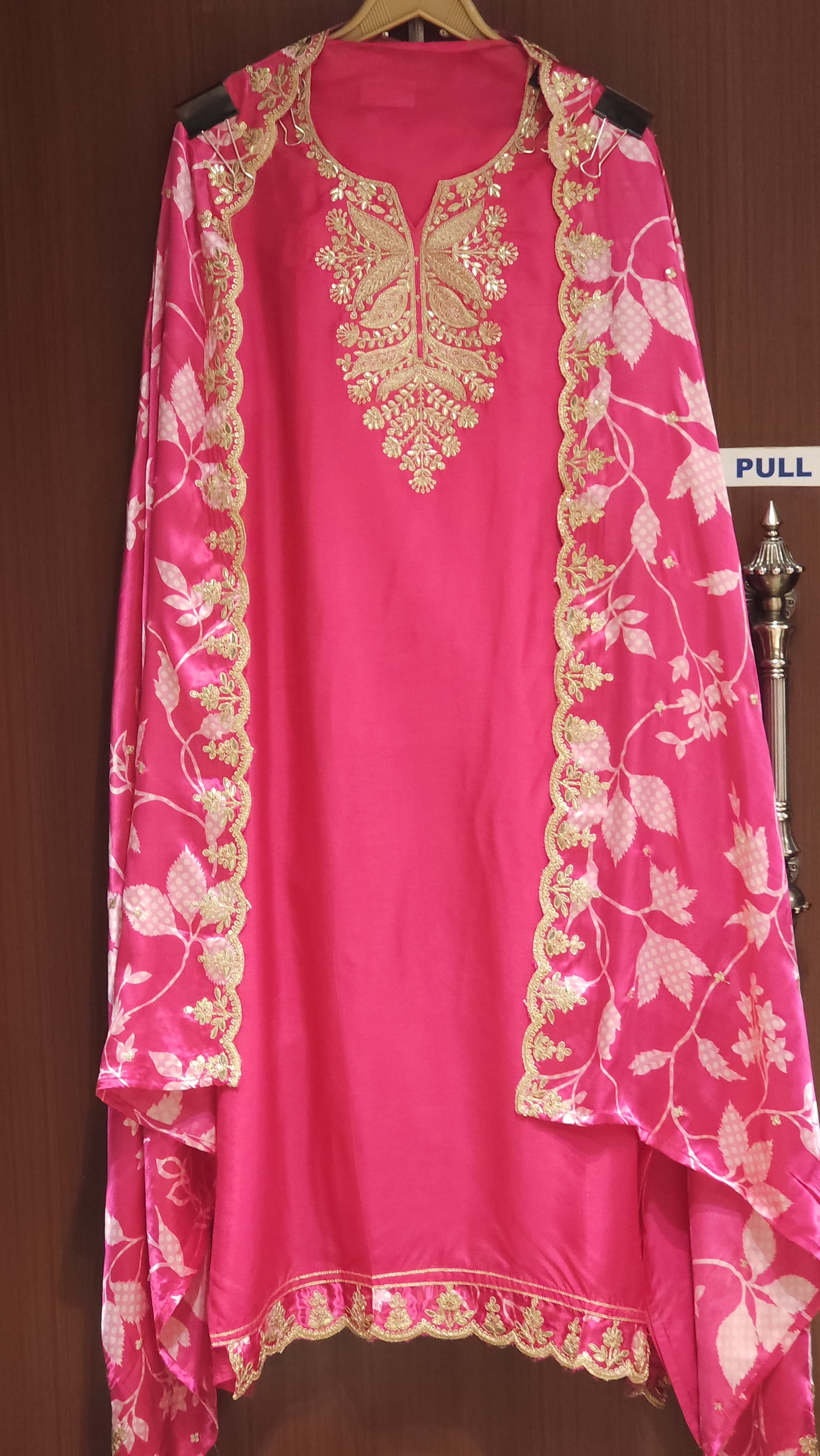 Gaji & Muga Silk Feel in Rani Pink