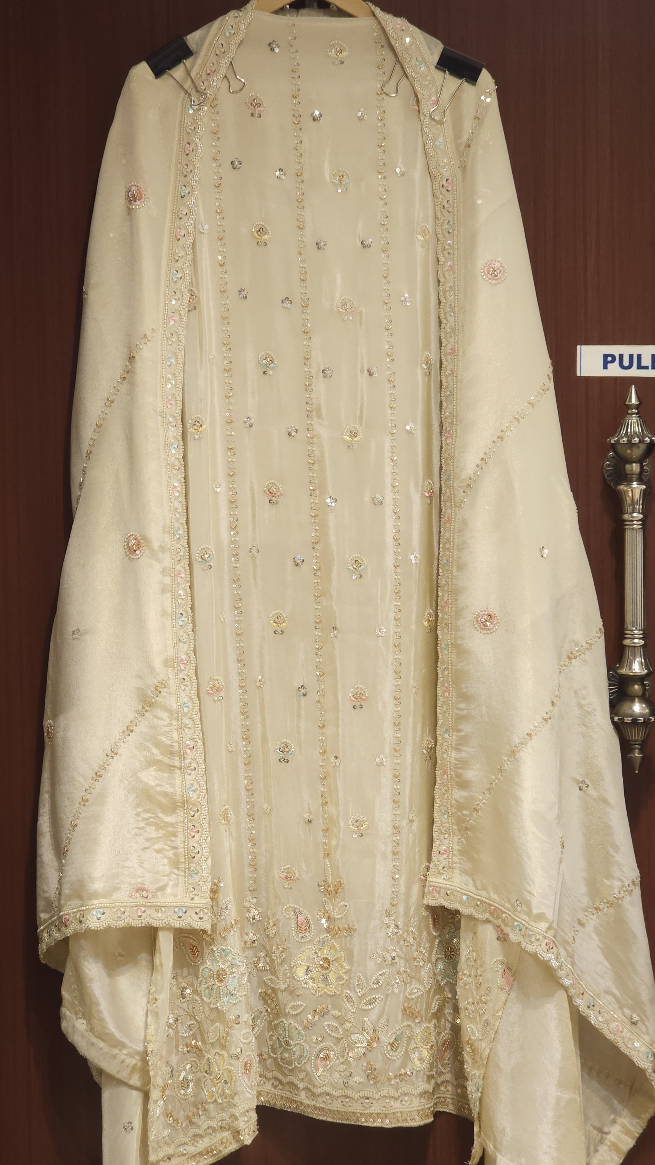 Pure shimmer tissue suit & Intricate embroidery
