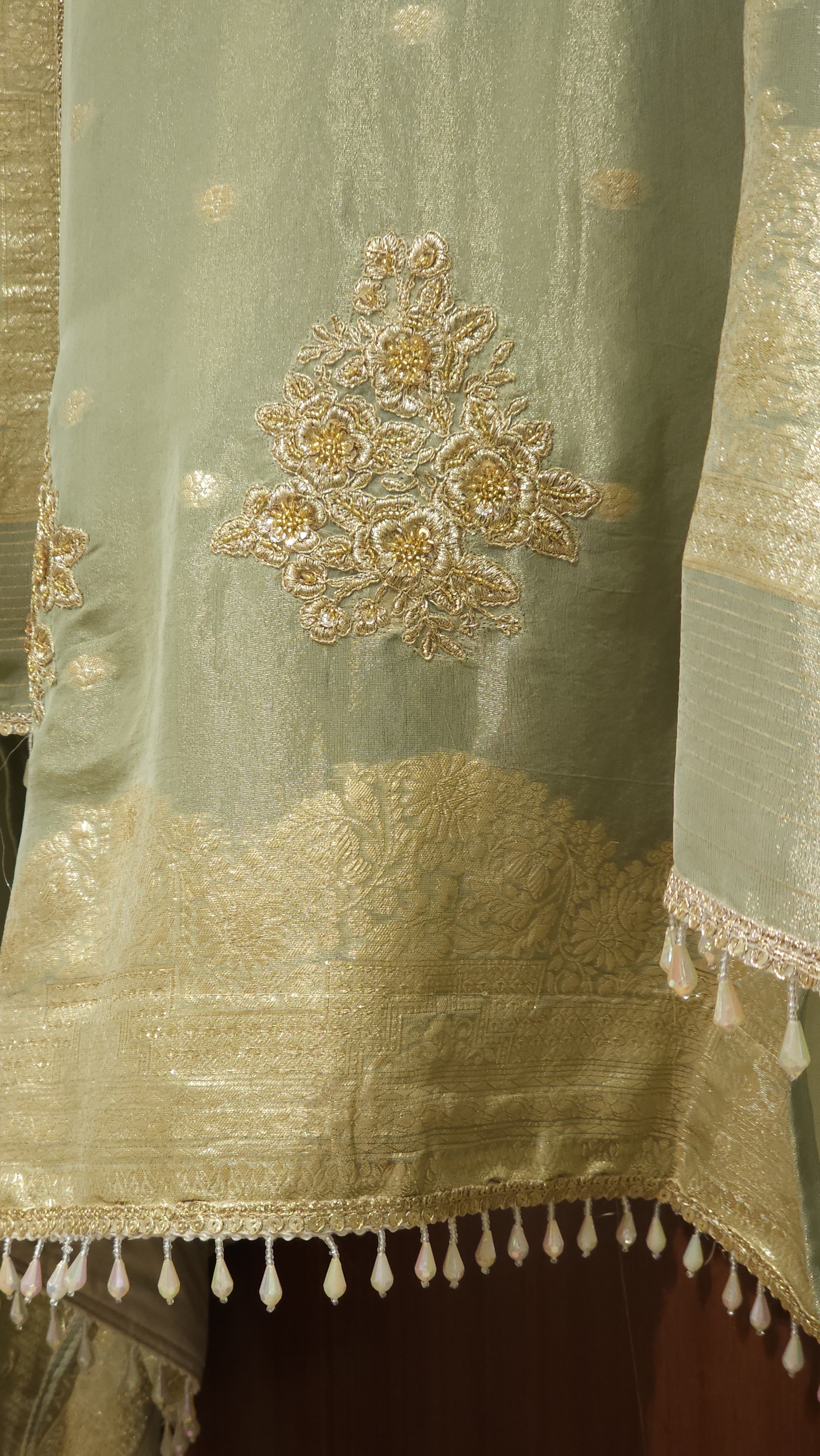 Anitique Embroidery & Gold Weeve Fabric