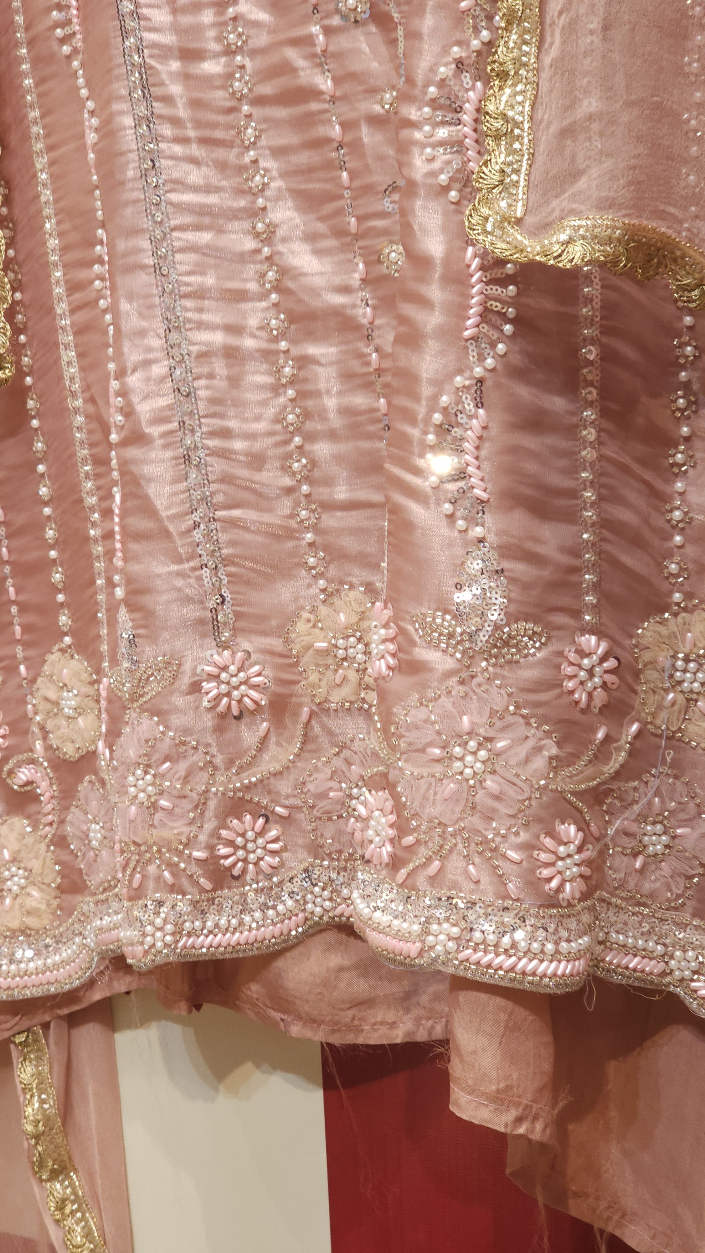 Pearl & Silver Feather Embroidery Suit