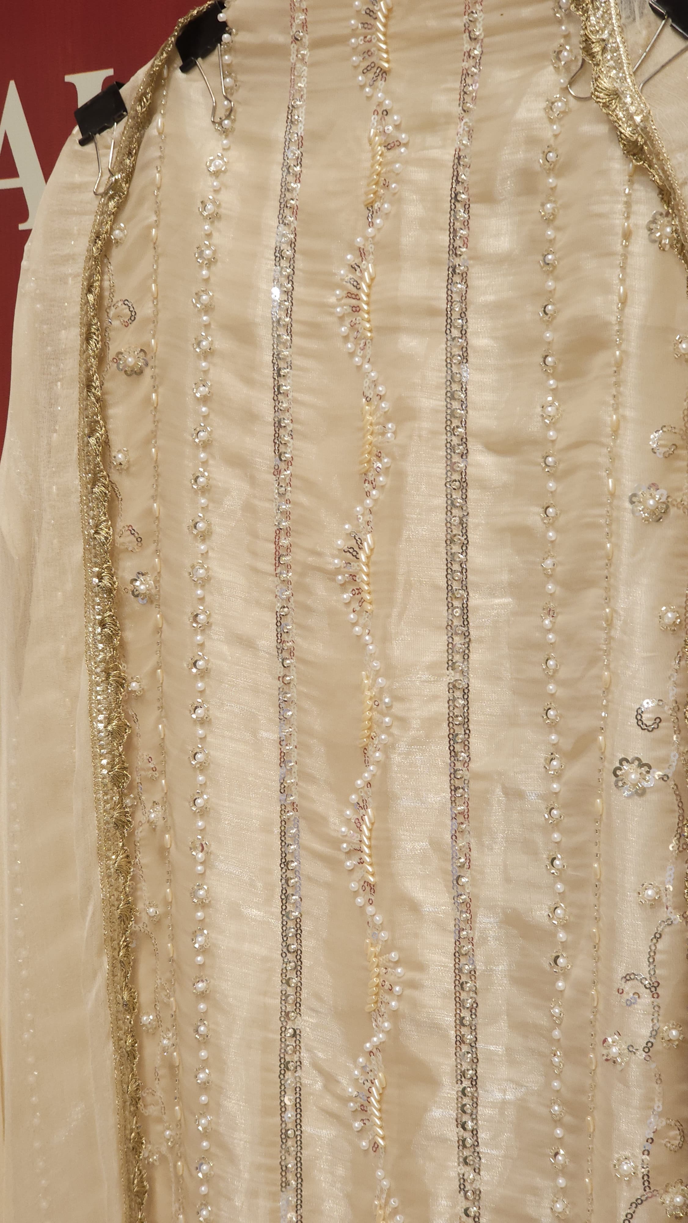 Pearl & Silver Feather Embroidery Suit
