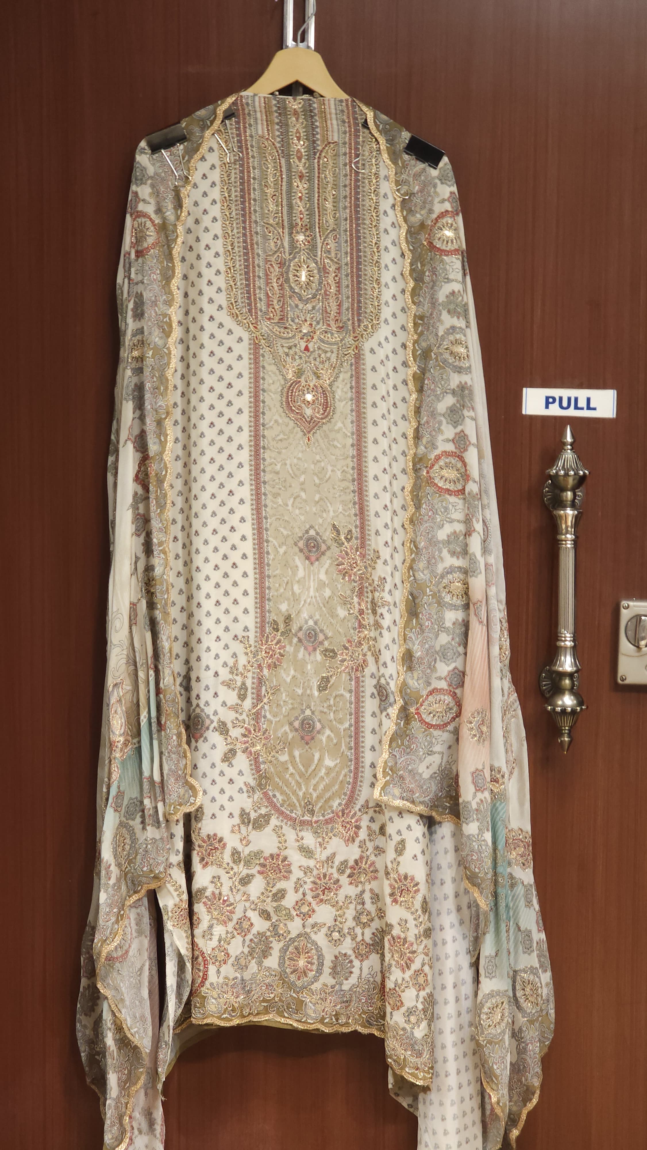 Indian Crepe Embroidered Suit & Pure Dupatta