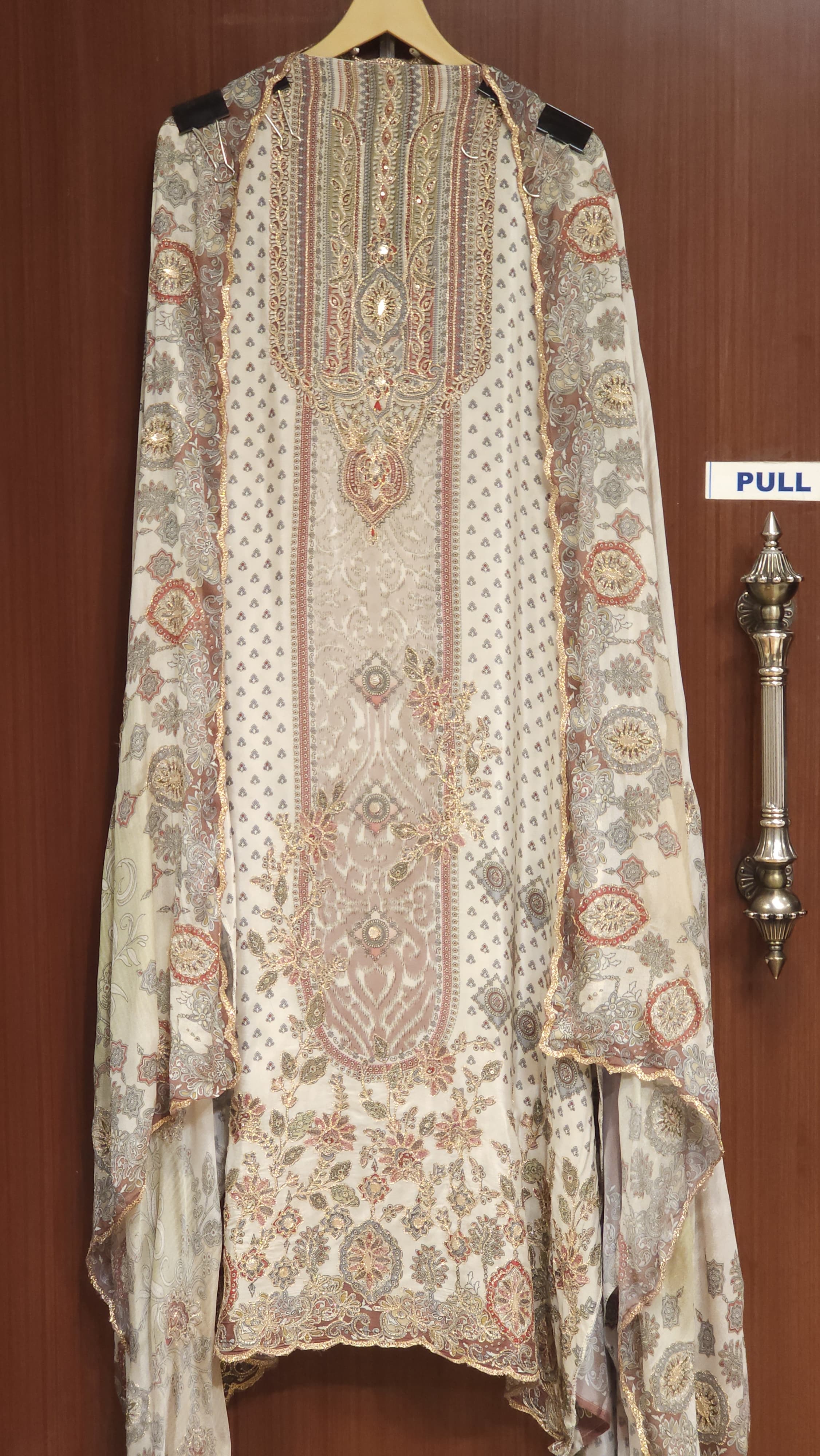 Indian Crepe Embroidered Suit & Pure Dupatta