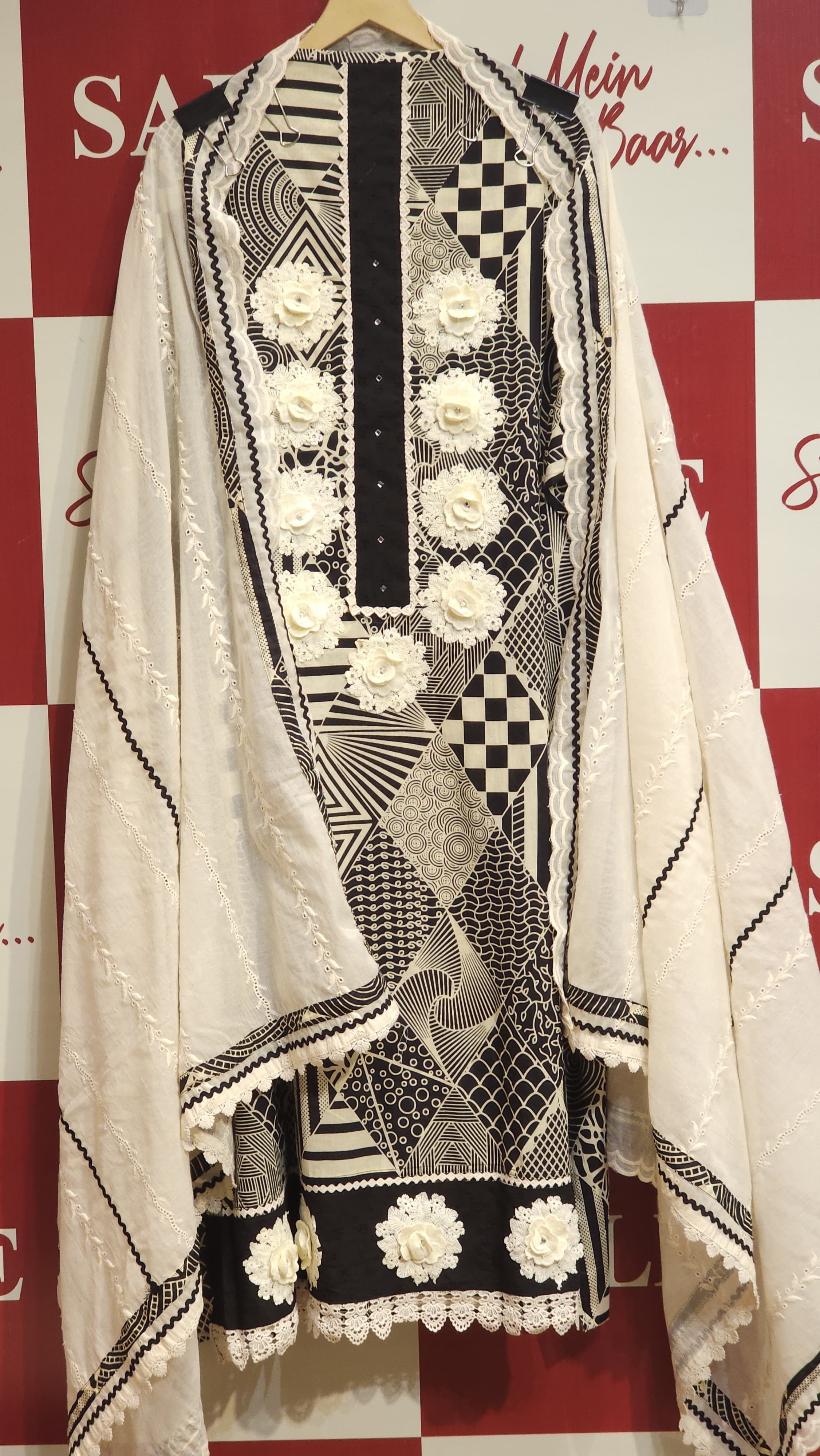 Pure Cotton 3D Floral Suit
