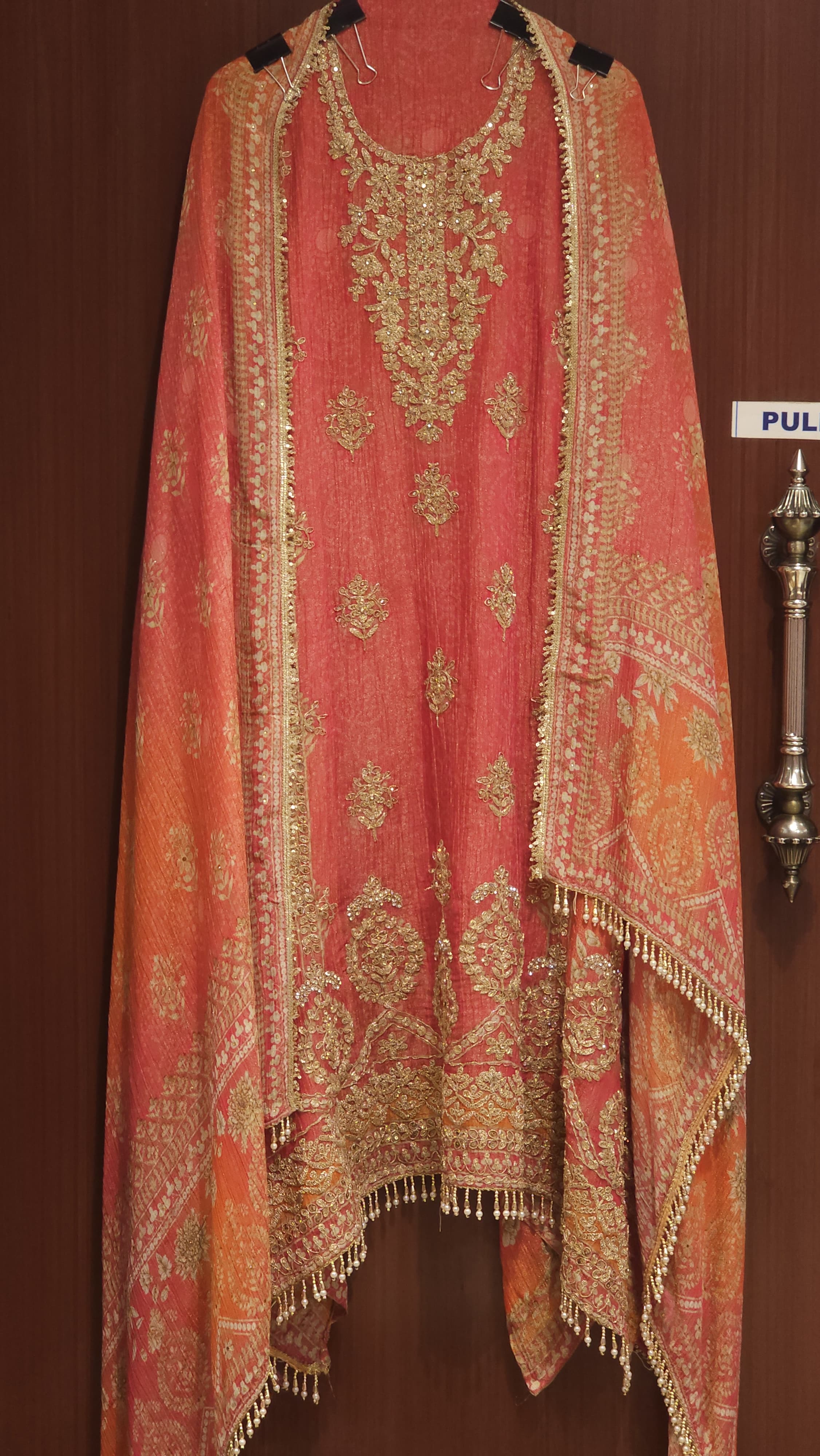Ombre Shading Crushed Tissue & Rajwada Embroidery