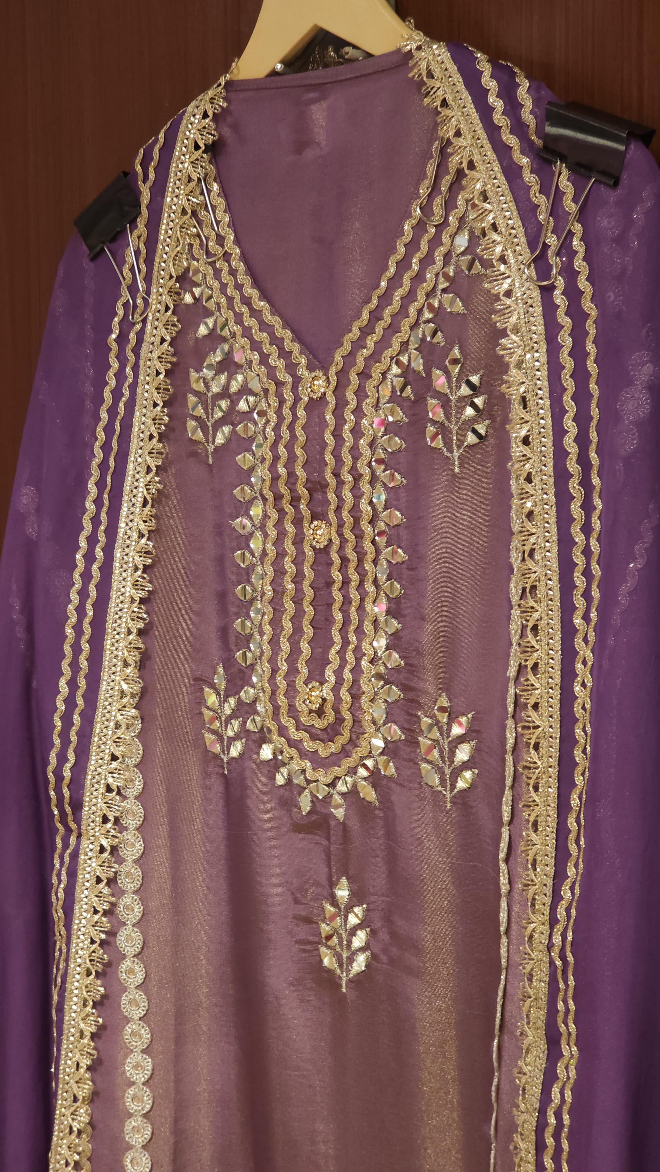 Soft Tissue Suit with Gota & Mirror Embroidery