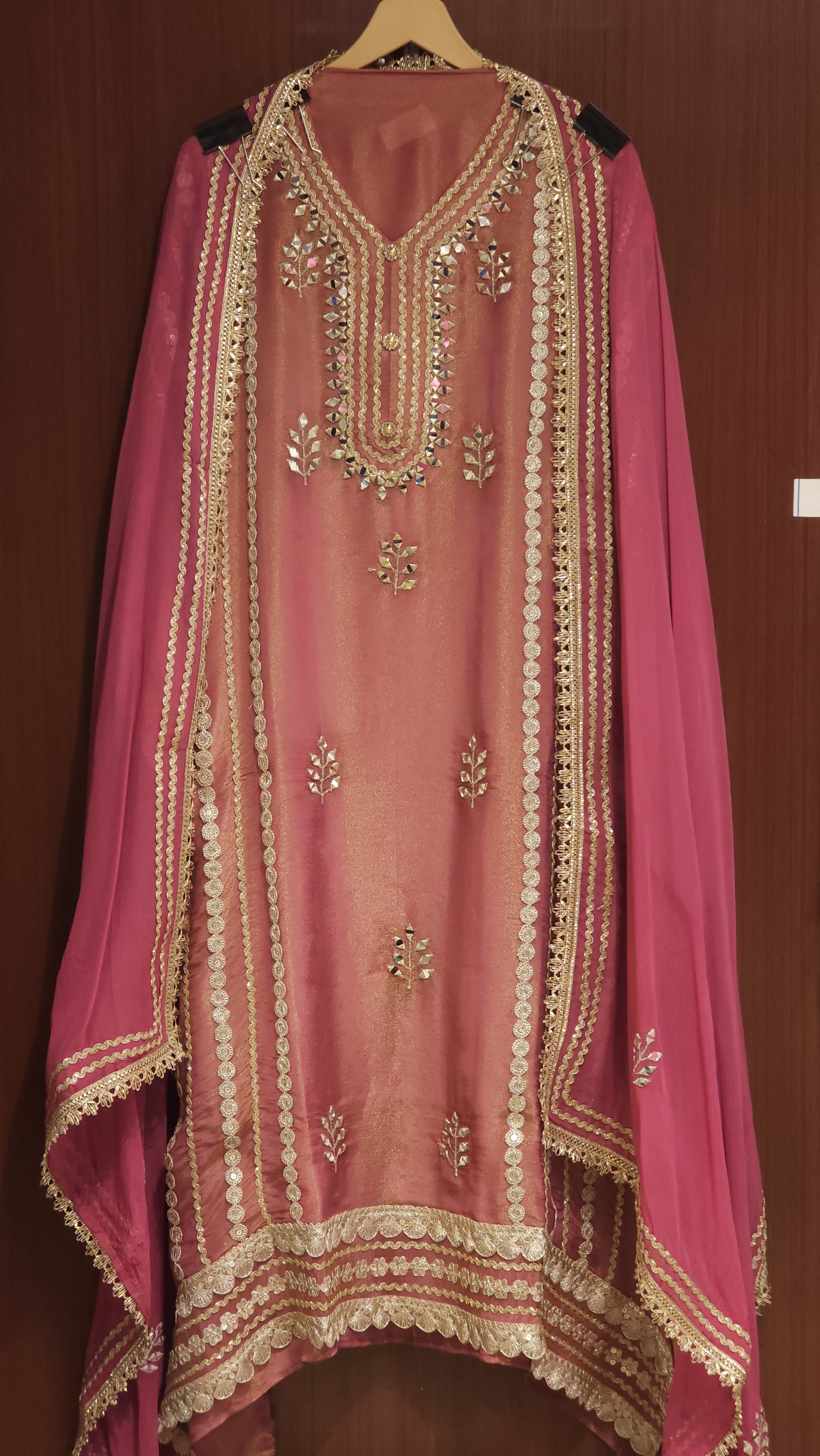 Soft Tissue Suit with Gota & Mirror Embroidery