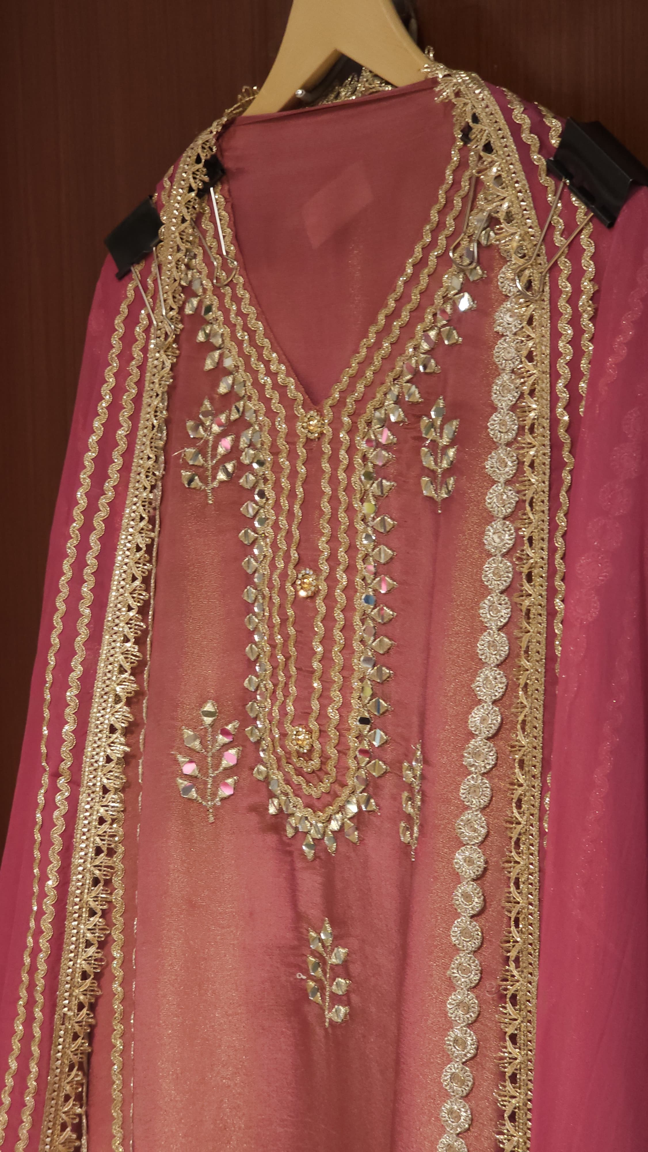 Soft Tissue Suit with Gota & Mirror Embroidery