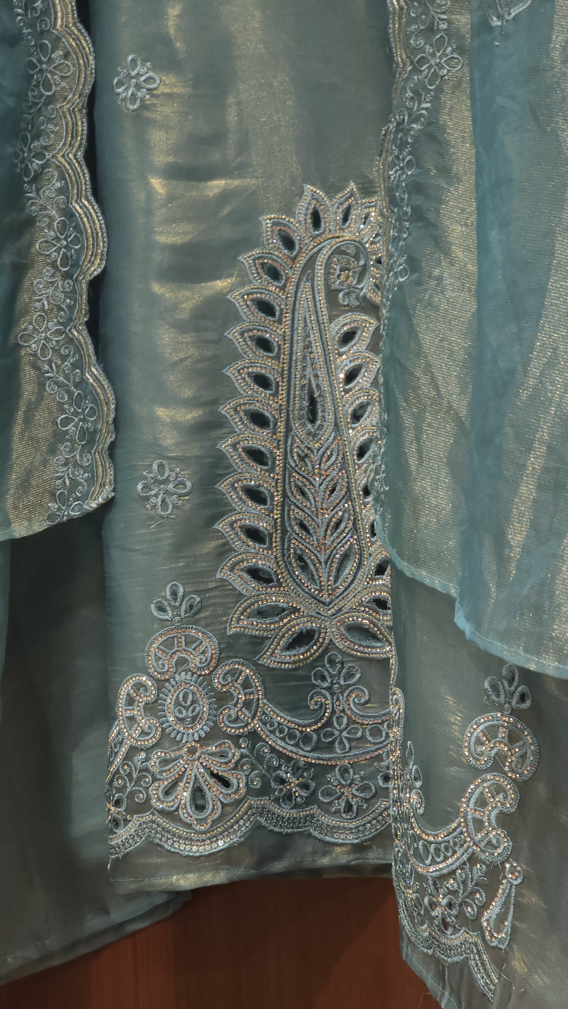 Organza Tissue Suit with Cutwork & Jarkan Embroidery