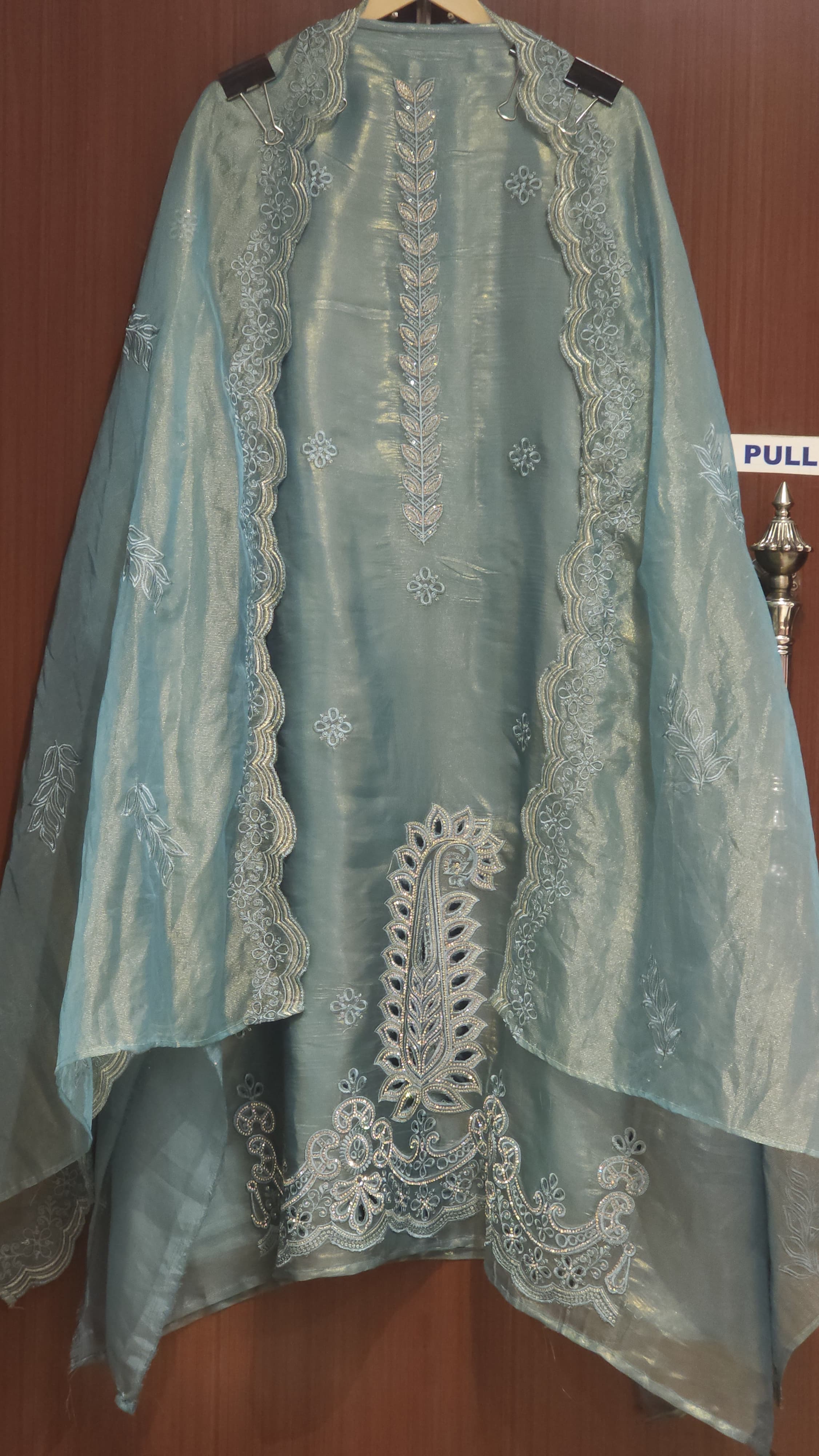 Organza Tissue Suit with Cutwork & Jarkan Embroidery