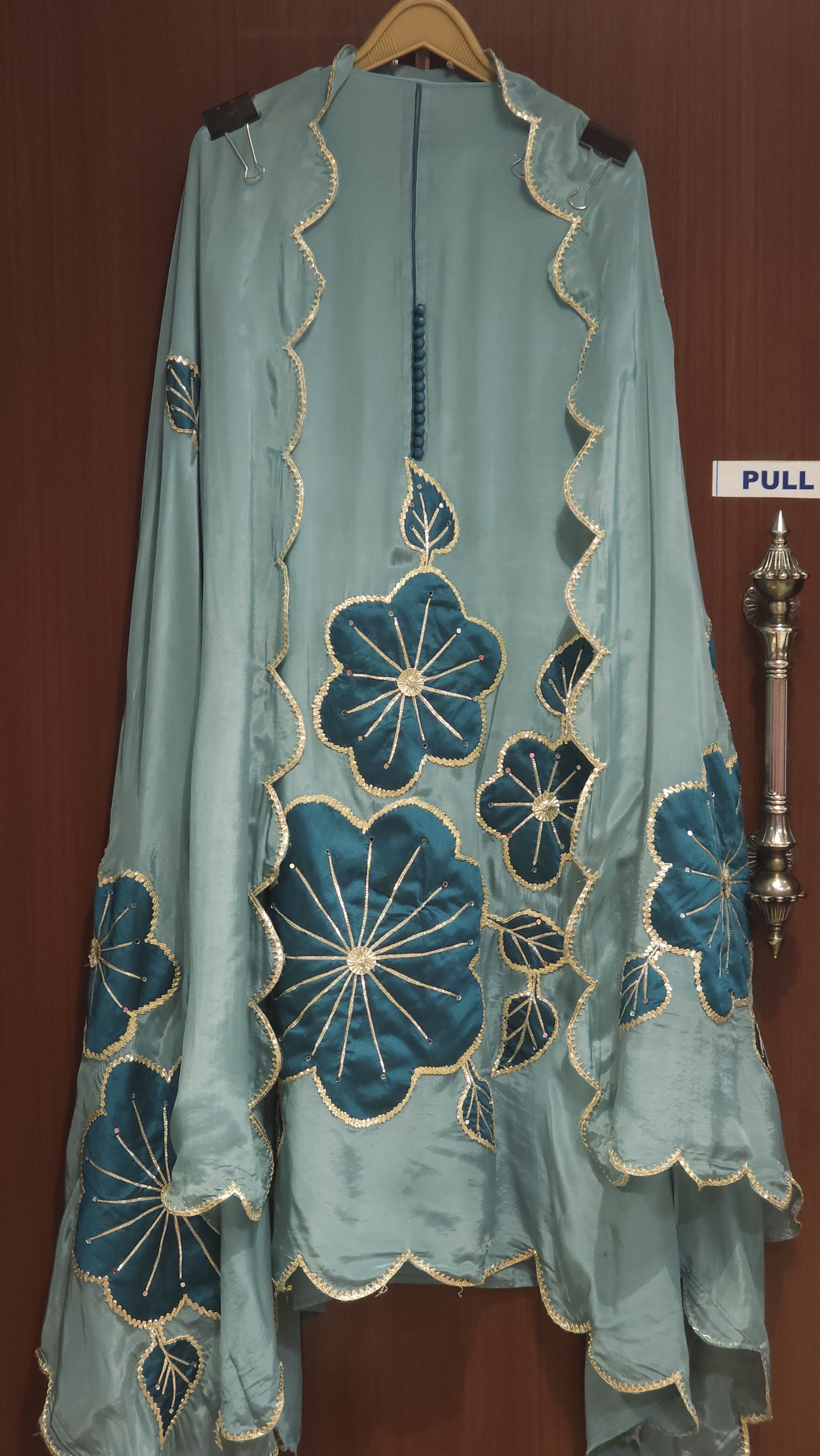Crepe Silk Suit with Patchwork & Gota Embroidery