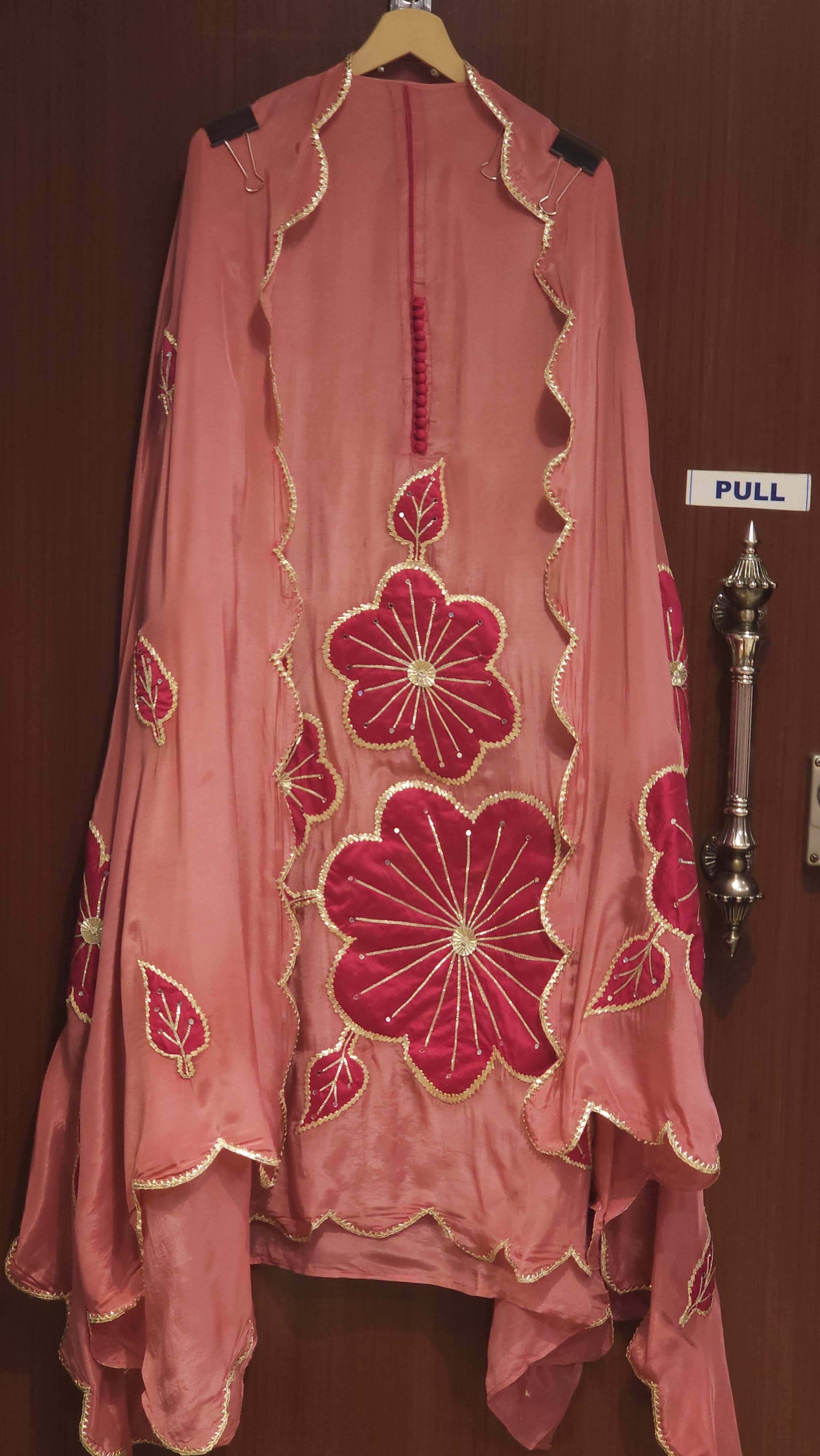 Crepe Silk Suit with Patchwork & Gota Embroidery
