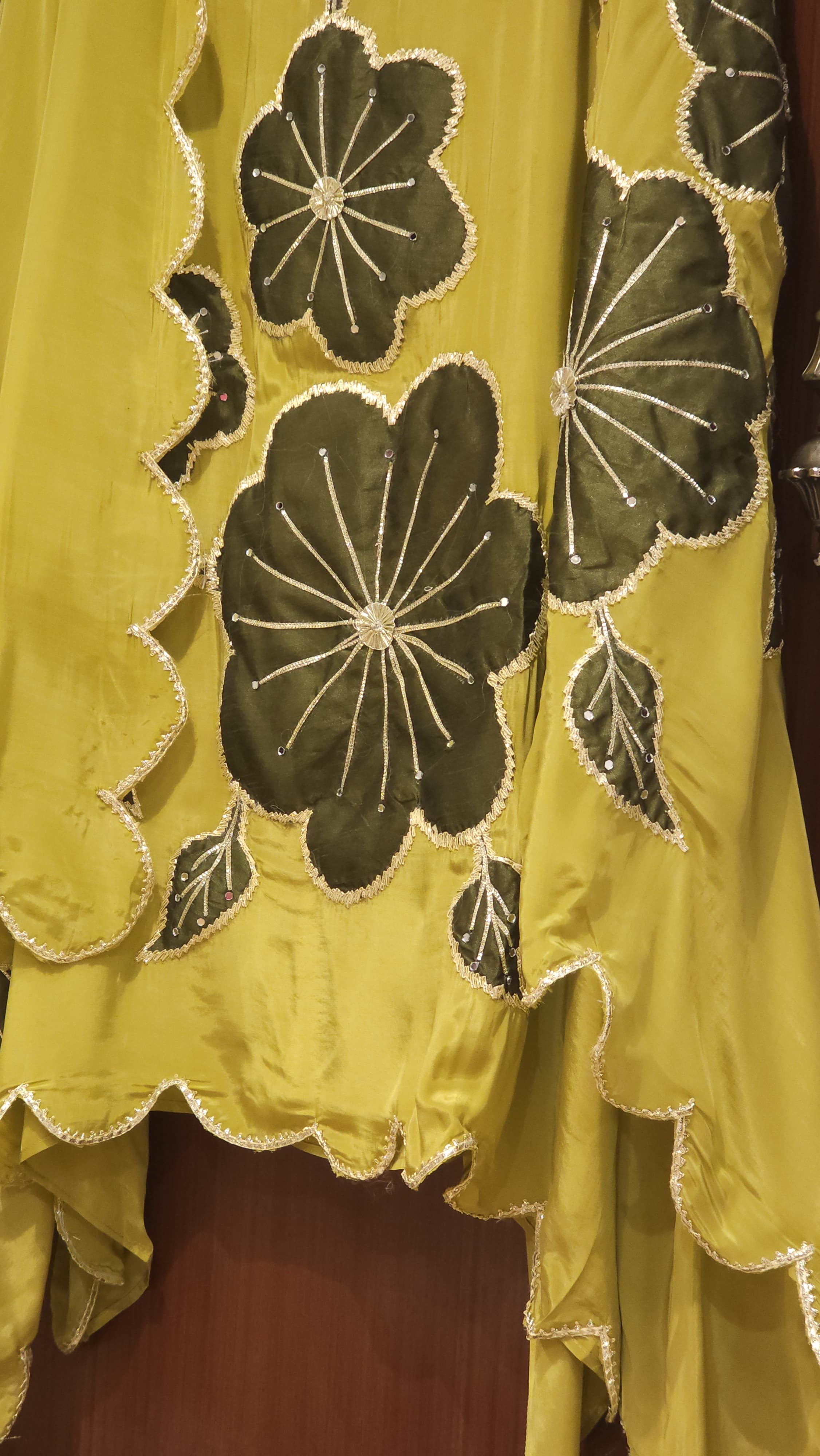 Crepe Silk Suit with Patchwork & Gota Embroidery