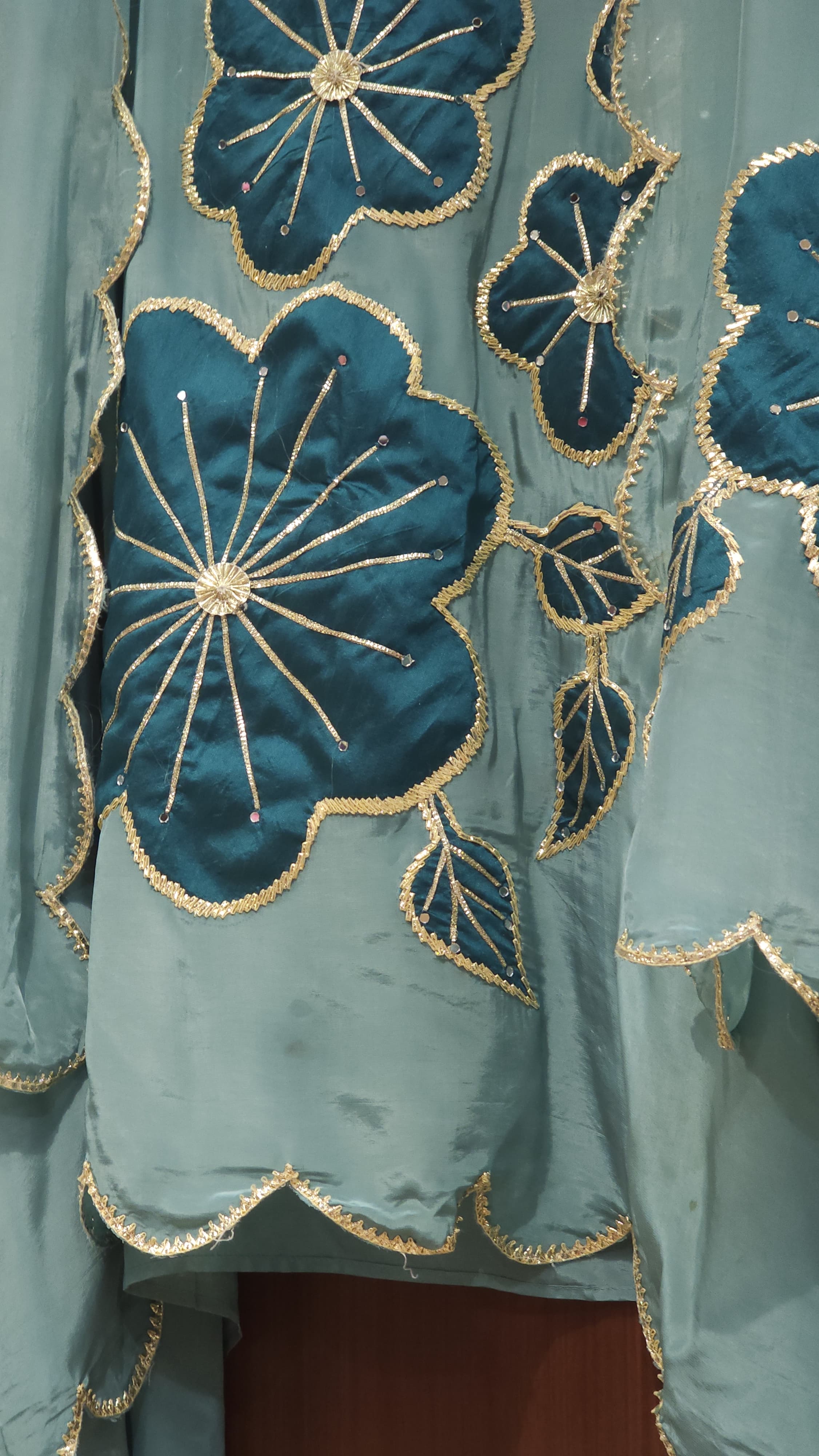 Crepe Silk Suit with Patchwork & Gota Embroidery
