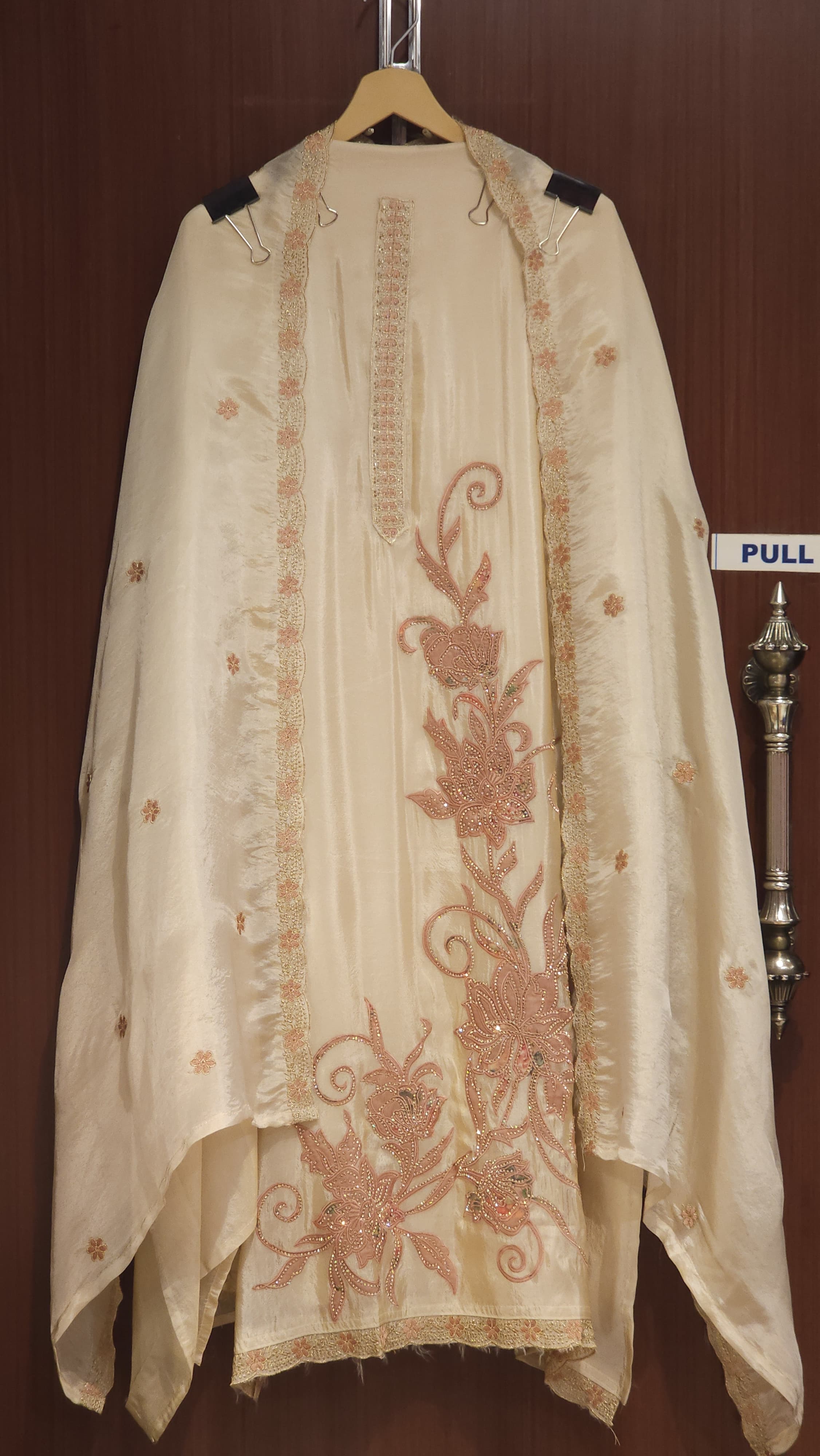 Soft Tissue Suit with Patchwork & Stone Embroidery