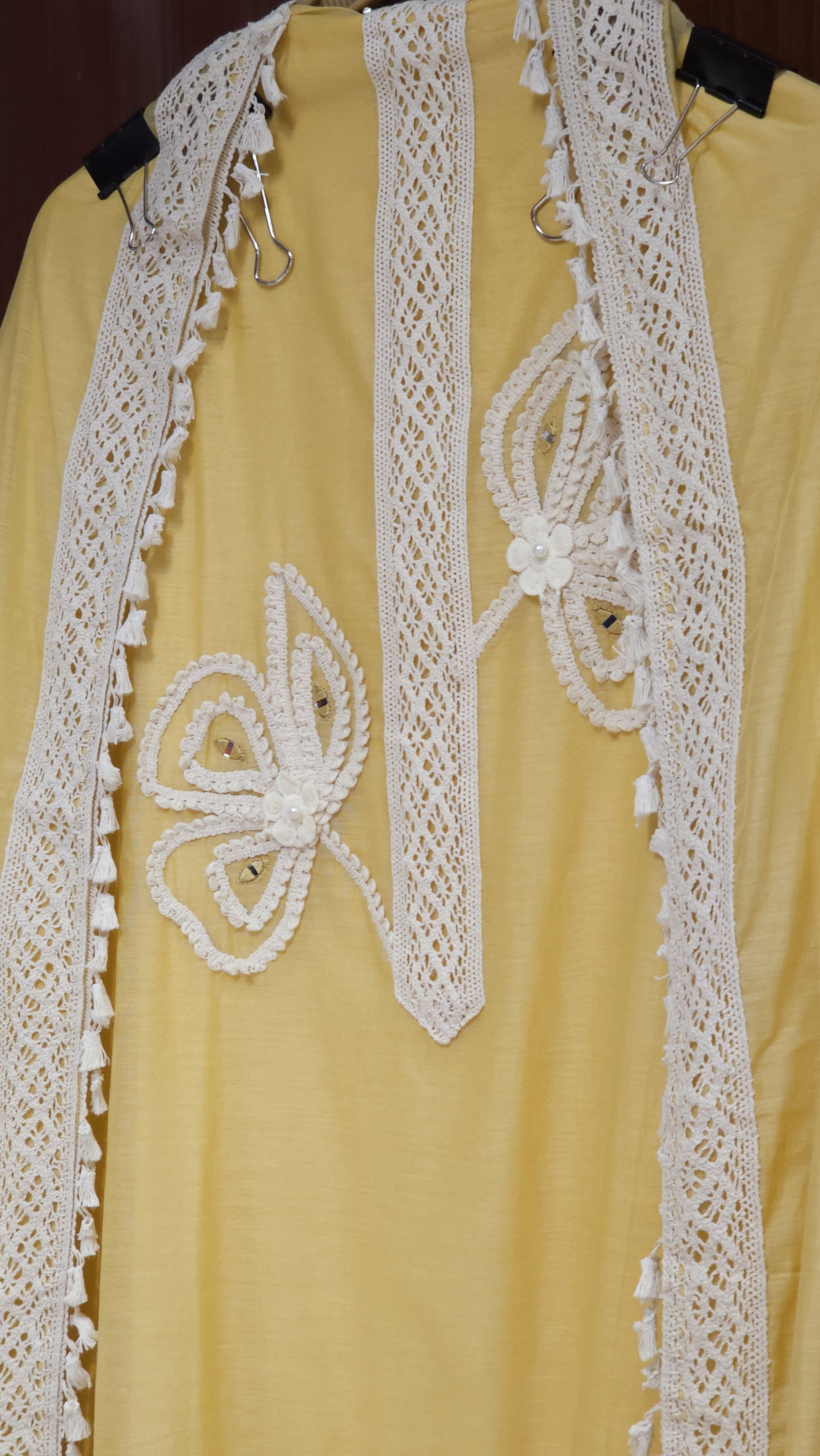 Mul Chanderi Suit with Karachi Embroidery & Lace