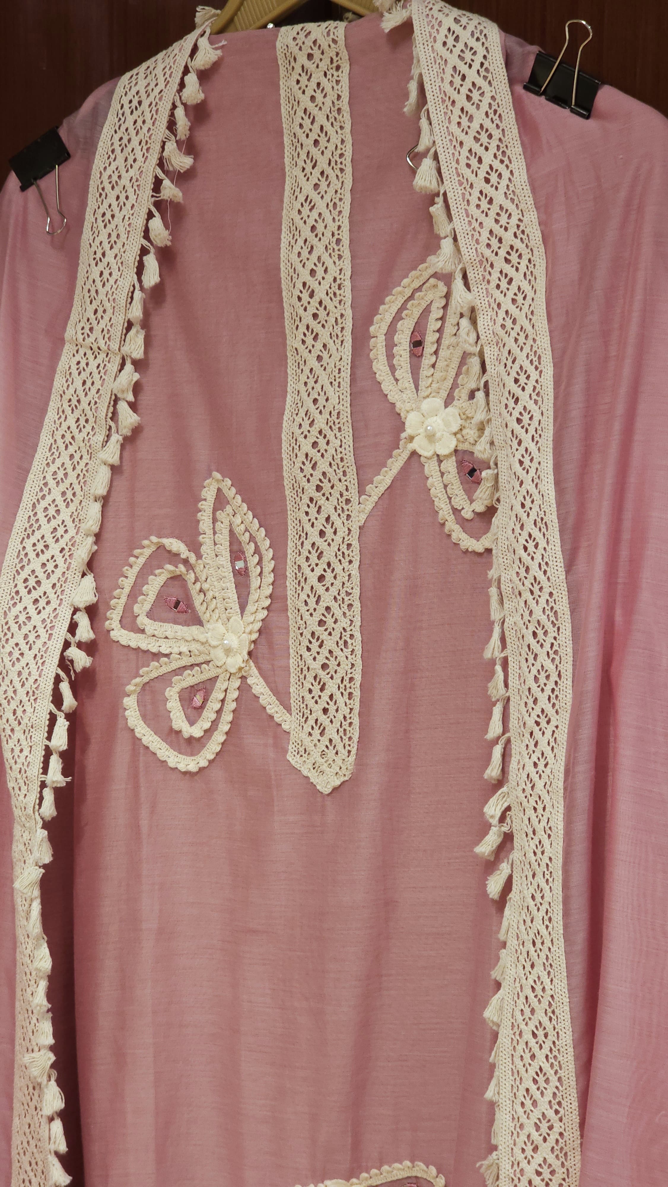 Mul Chanderi Suit with Karachi Embroidery & Lace