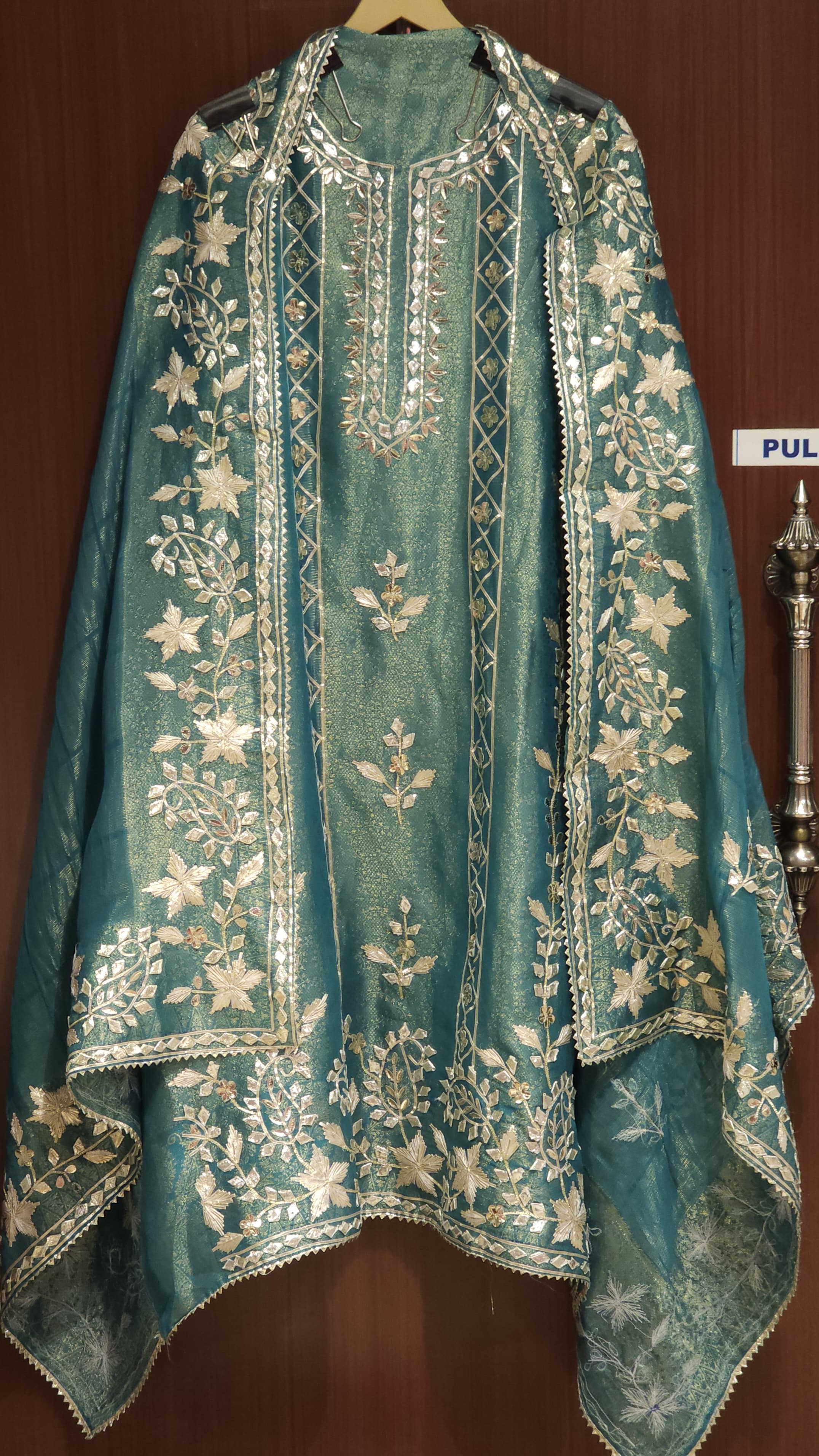 Banarasi Fabric's Suit with Gota Puff Embroidery