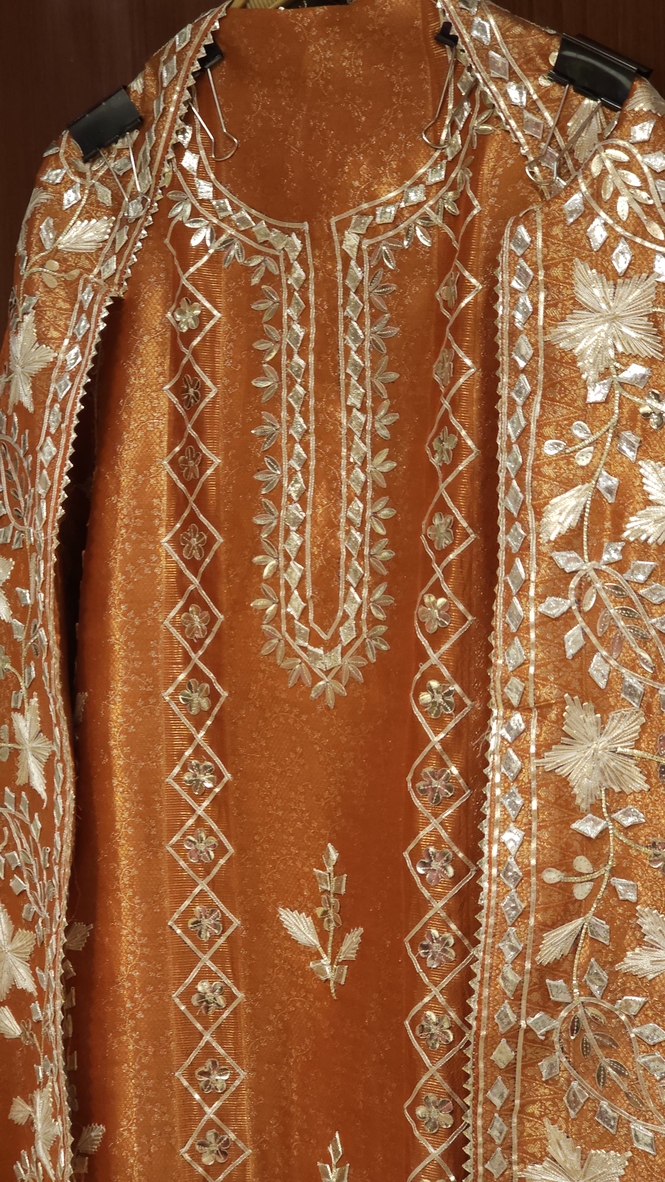 Banarasi Fabric's Suit with Gota Puff Embroidery