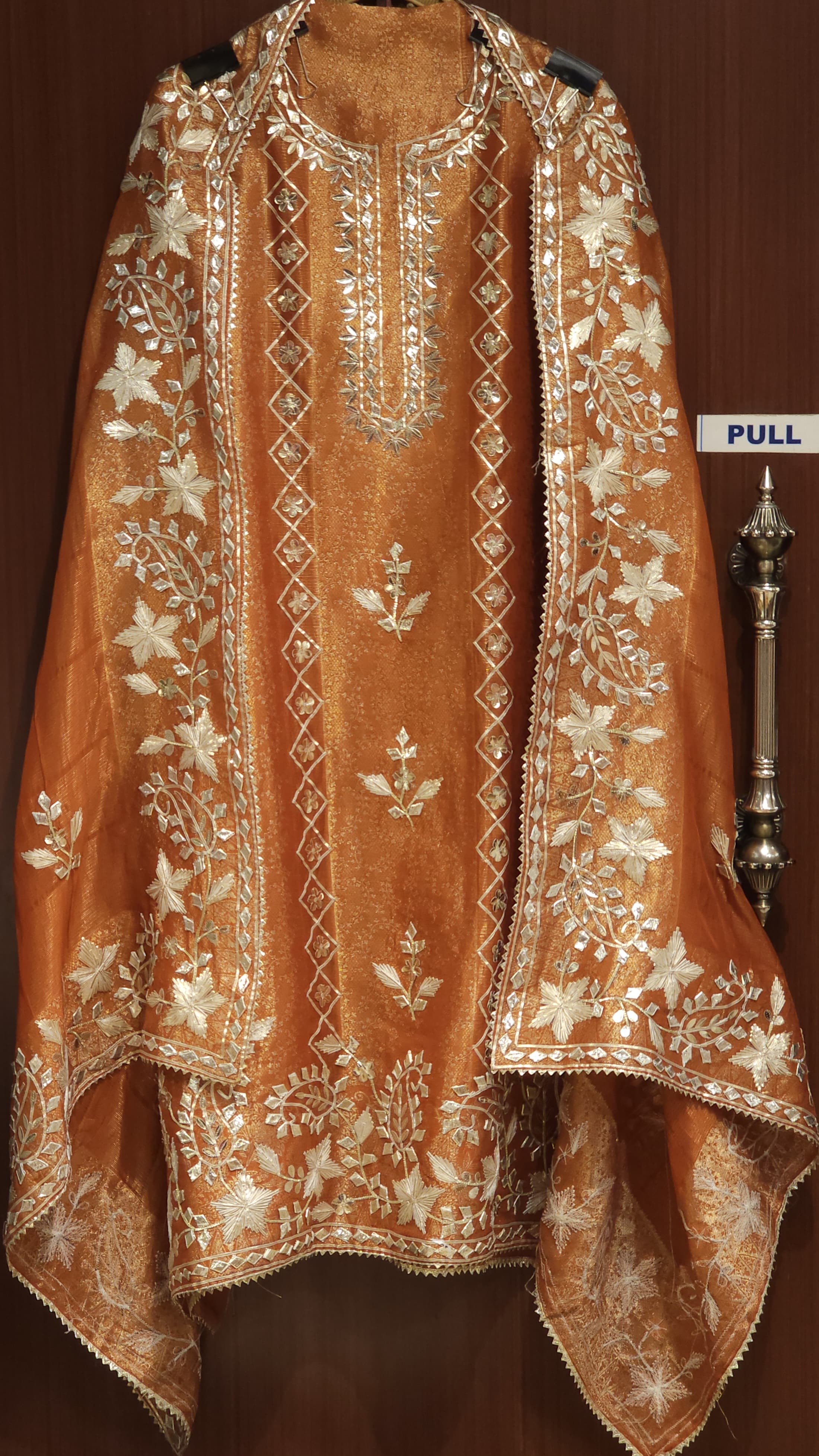 Banarasi Fabric's Suit with Gota Puff Embroidery