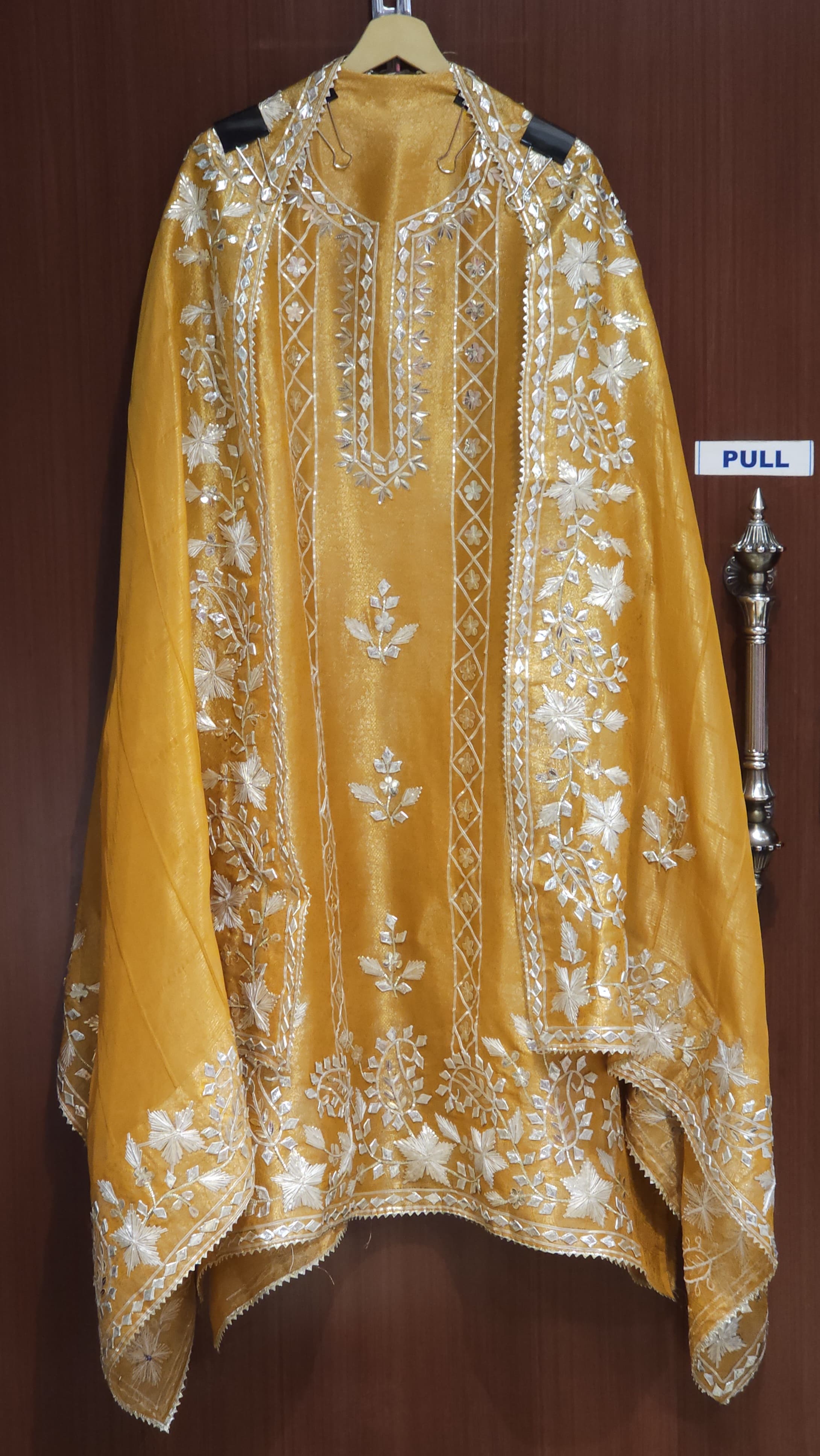 Banarasi Fabric's Suit with Gota Puff Embroidery