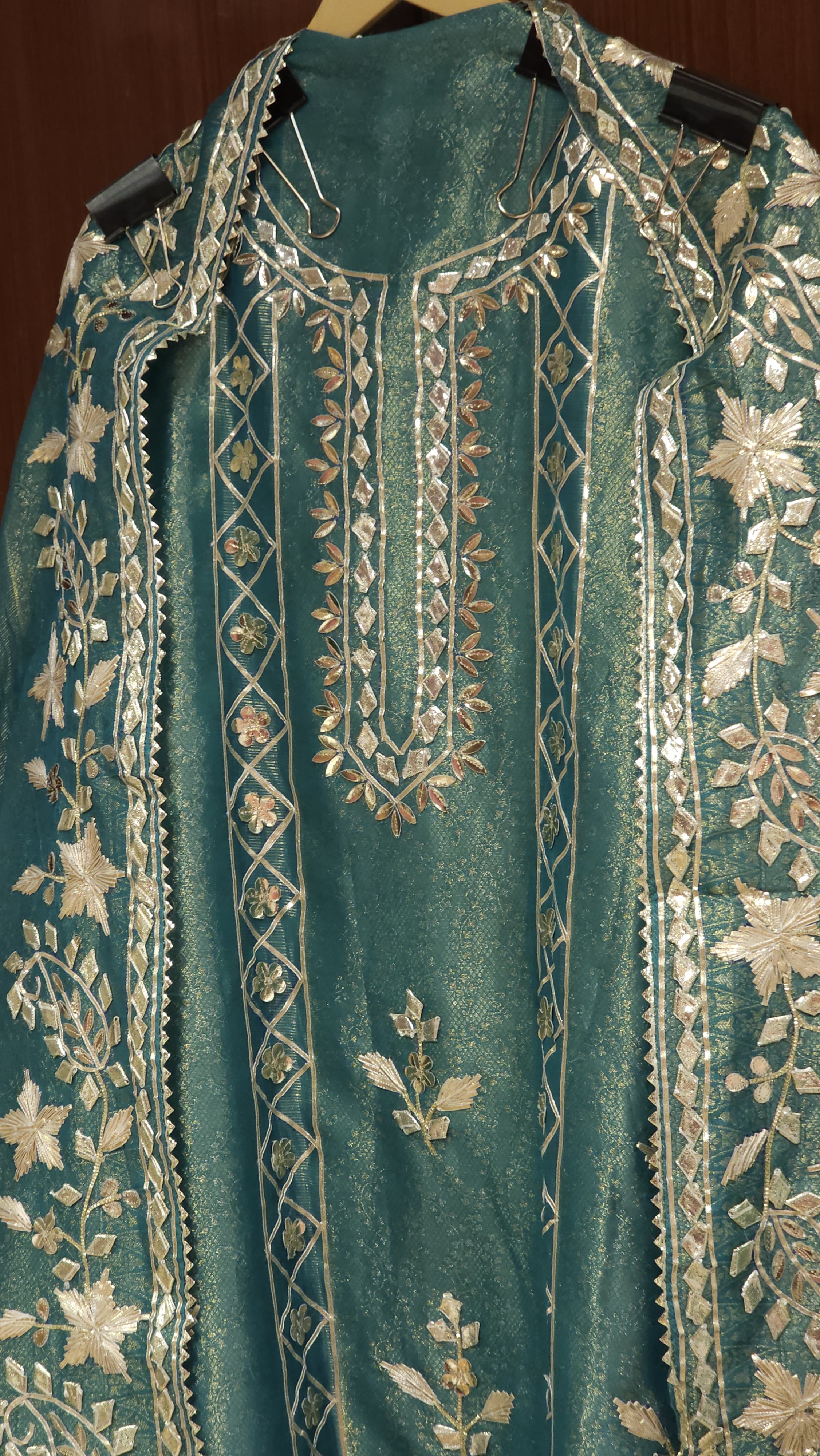 Banarasi Fabric's Suit with Gota Puff Embroidery