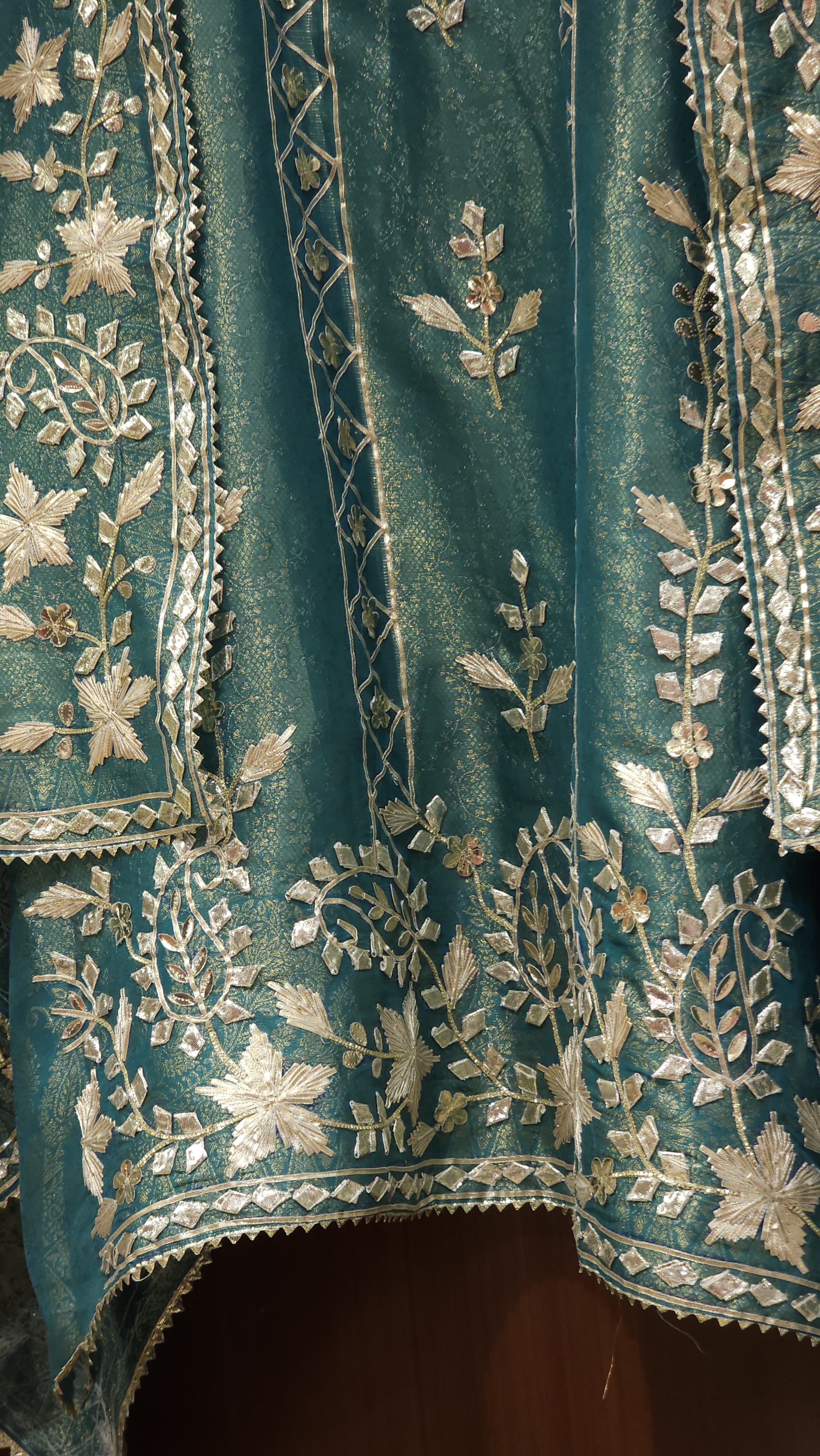 Banarasi Fabric's Suit with Gota Puff Embroidery