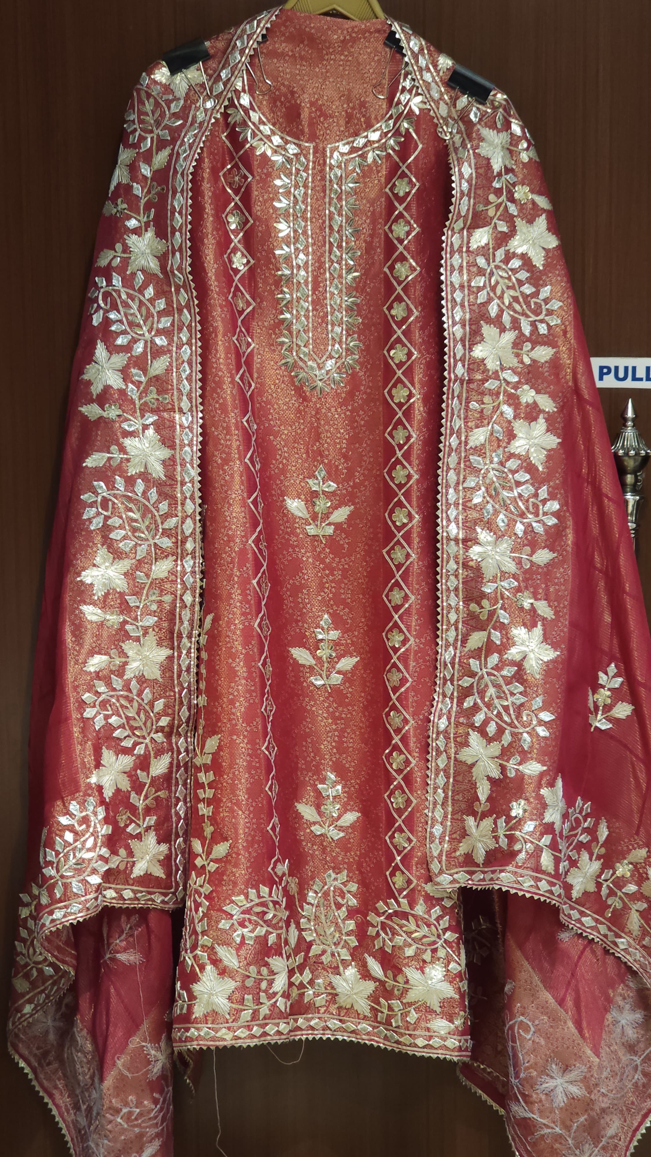 Banarasi Fabric's Suit with Gota Puff Embroidery
