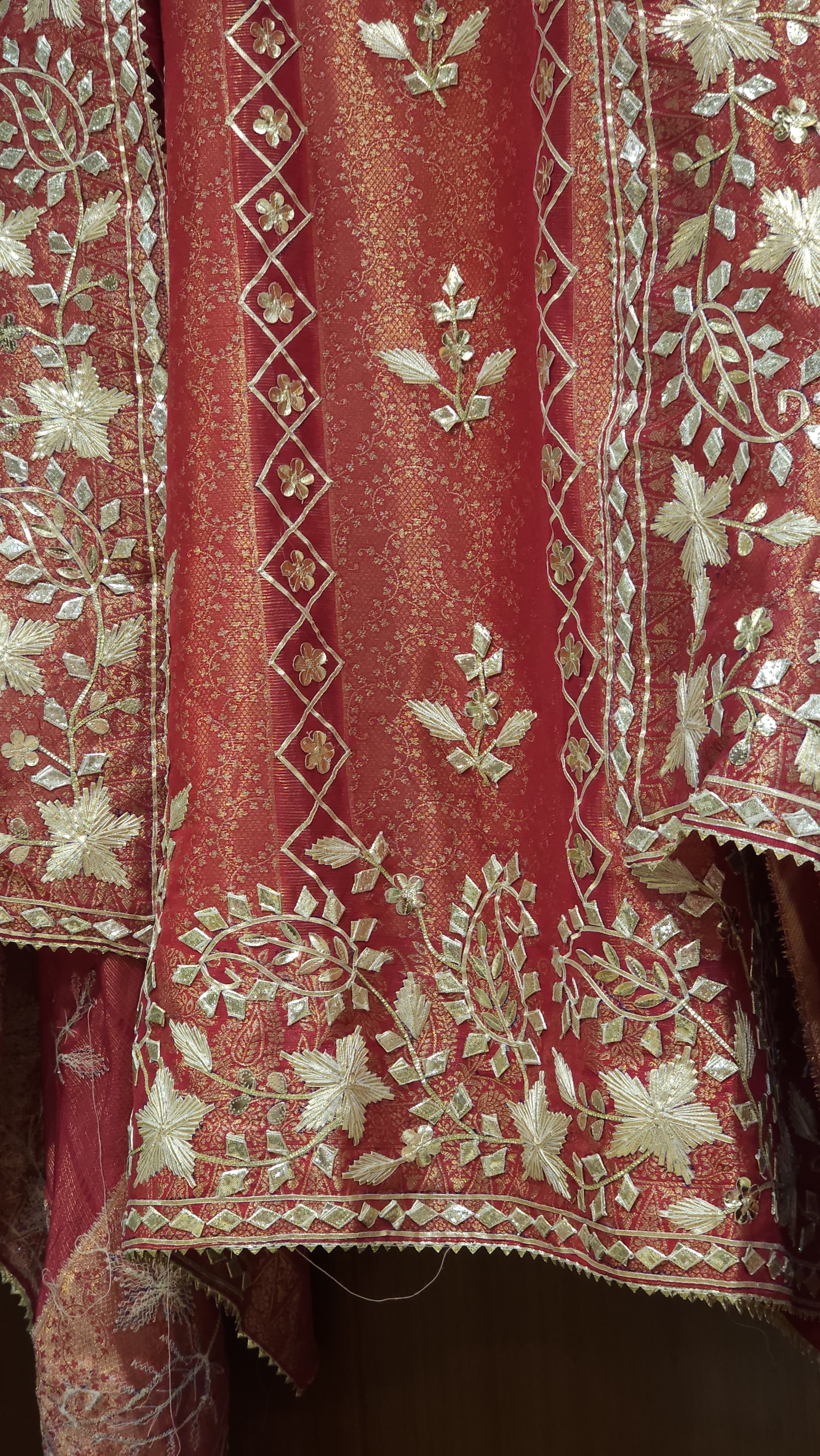 Banarasi Fabric's Suit with Gota Puff Embroidery