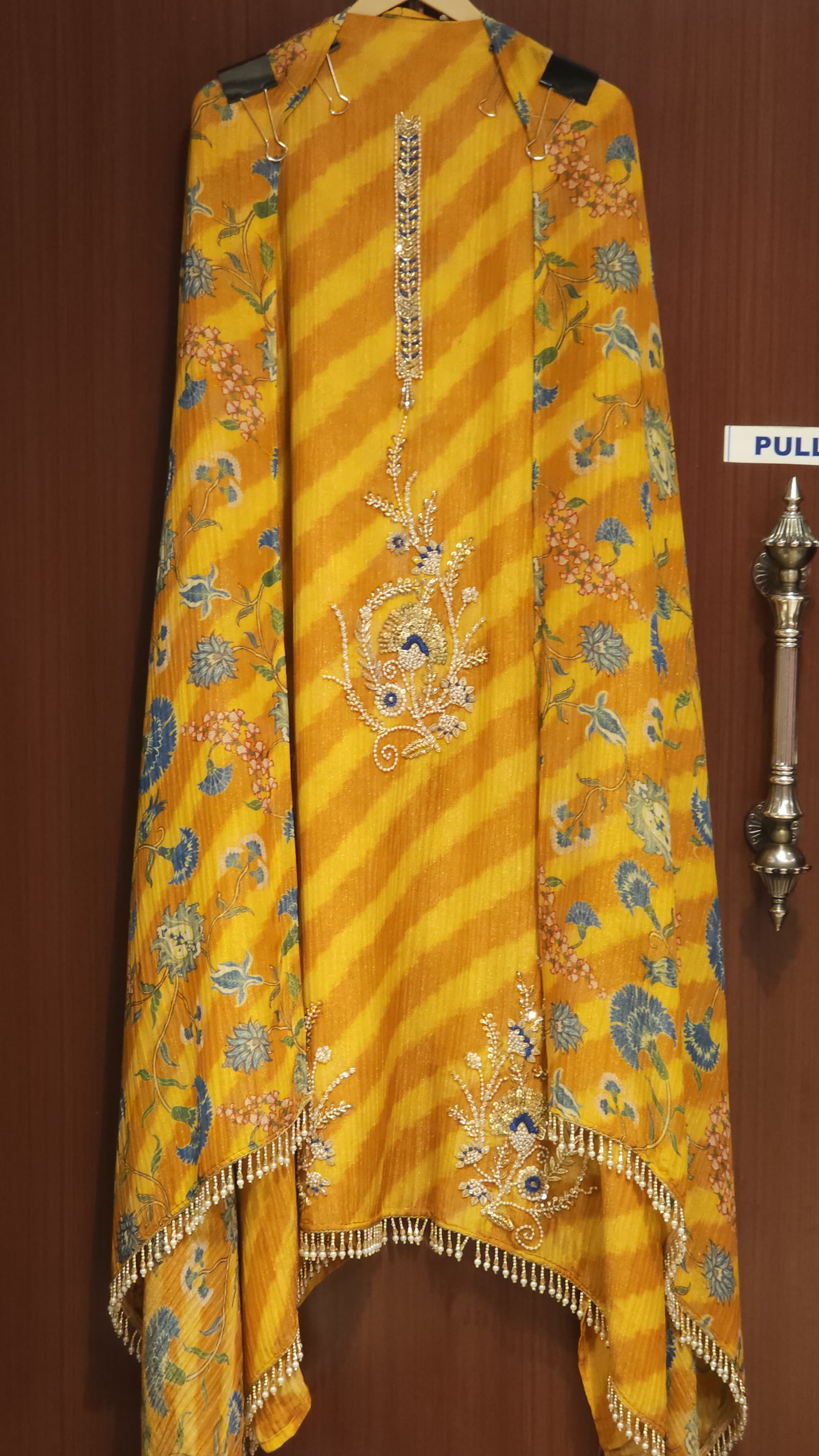 Ornamental Embroidery Crushed Shimmer Tissue Suit