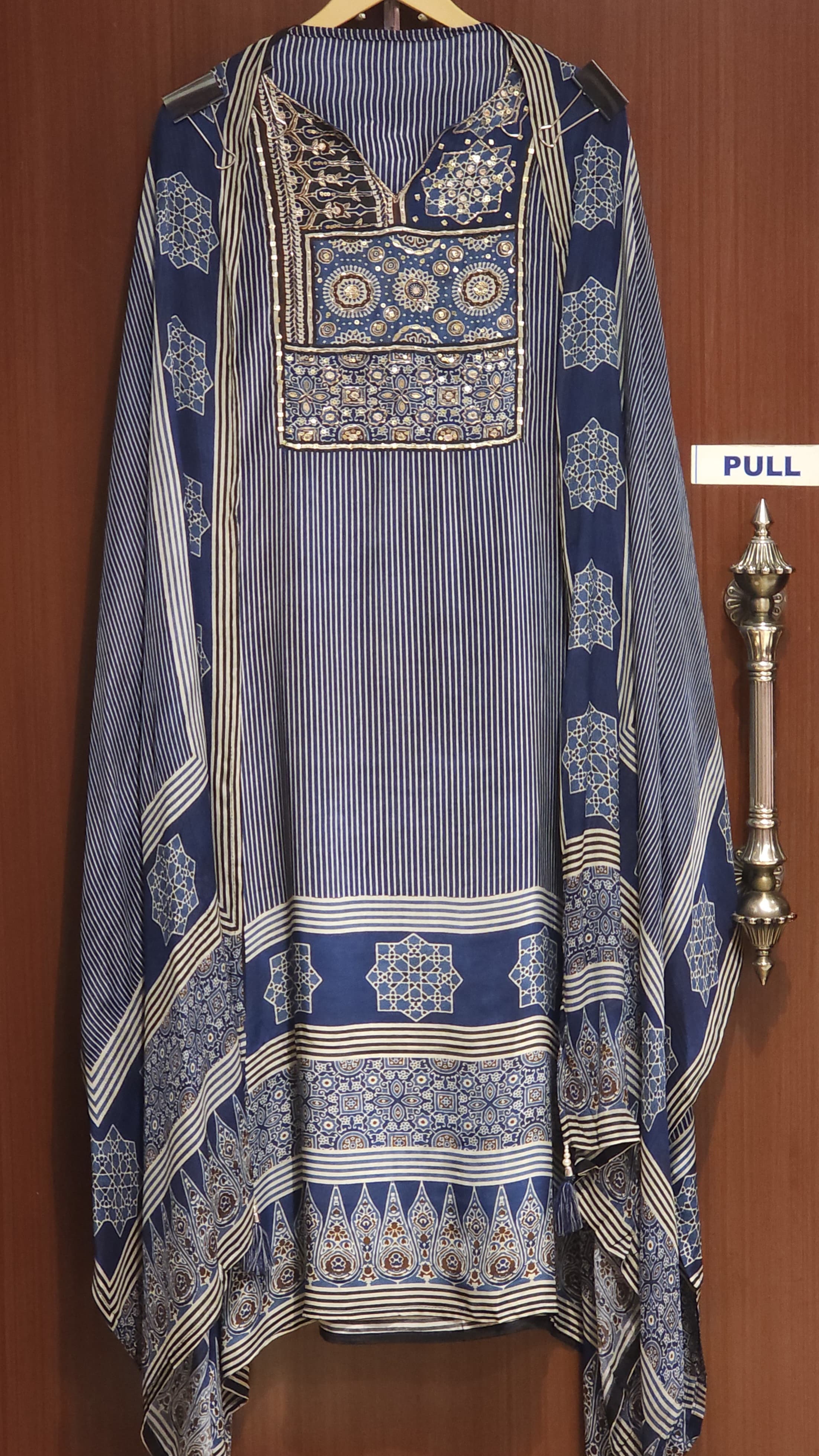 Ajrakh Prints in Crepe & Hand Embroidery