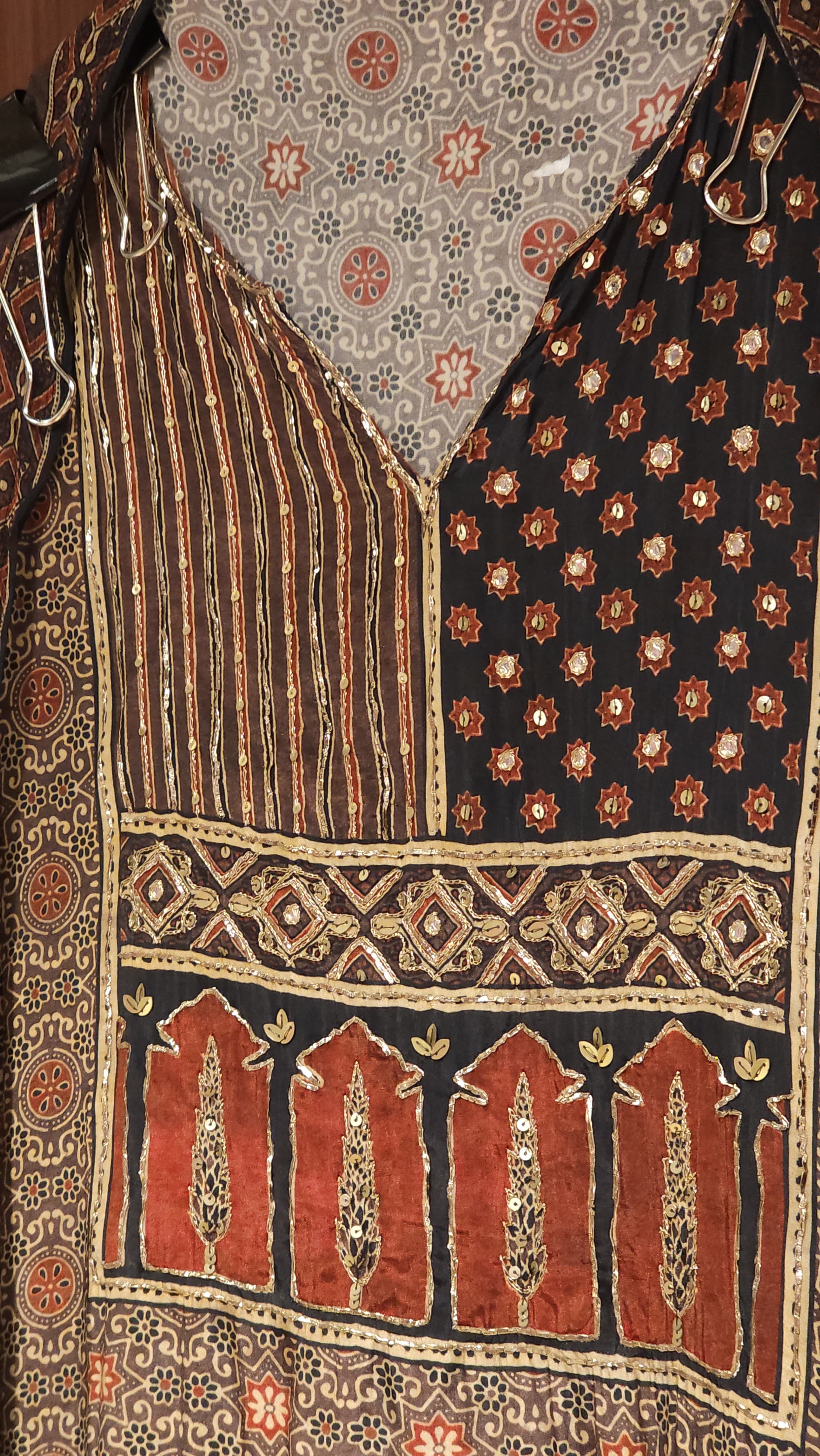 Ajrakh Prints in Crepe & Hand Embroidery