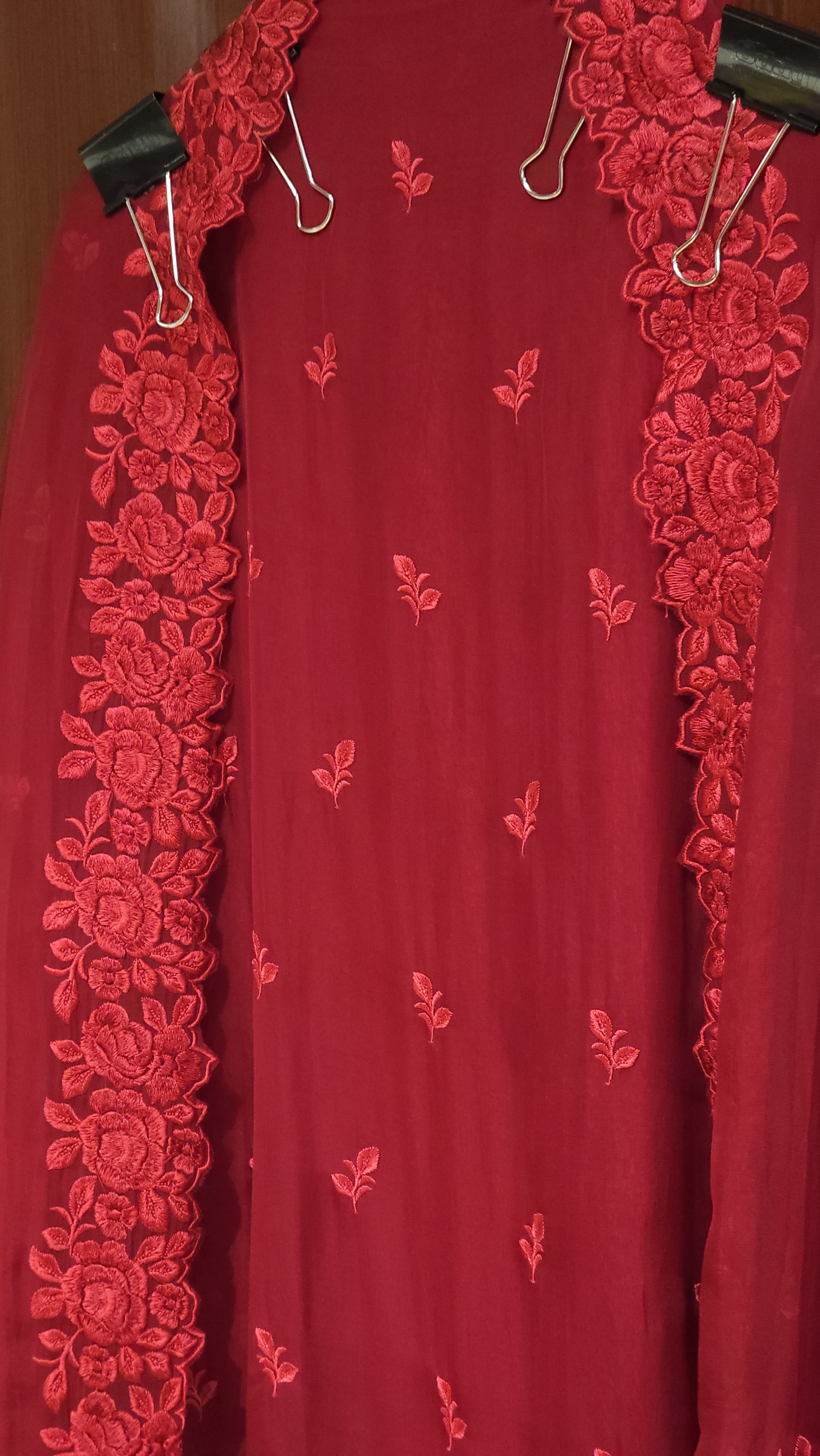 Red-maroon Edition in Viral Parsi Embroidery Suit