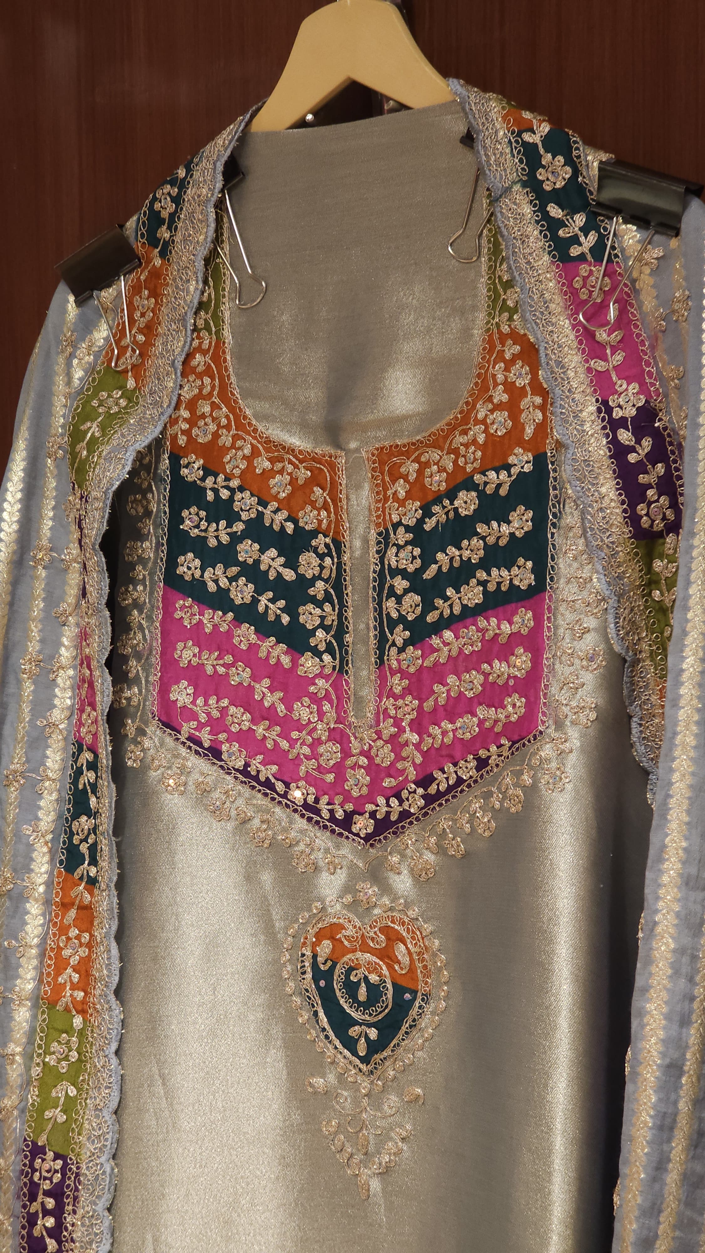 Russian Silk Suit with Crushed Banarasi Dupatta