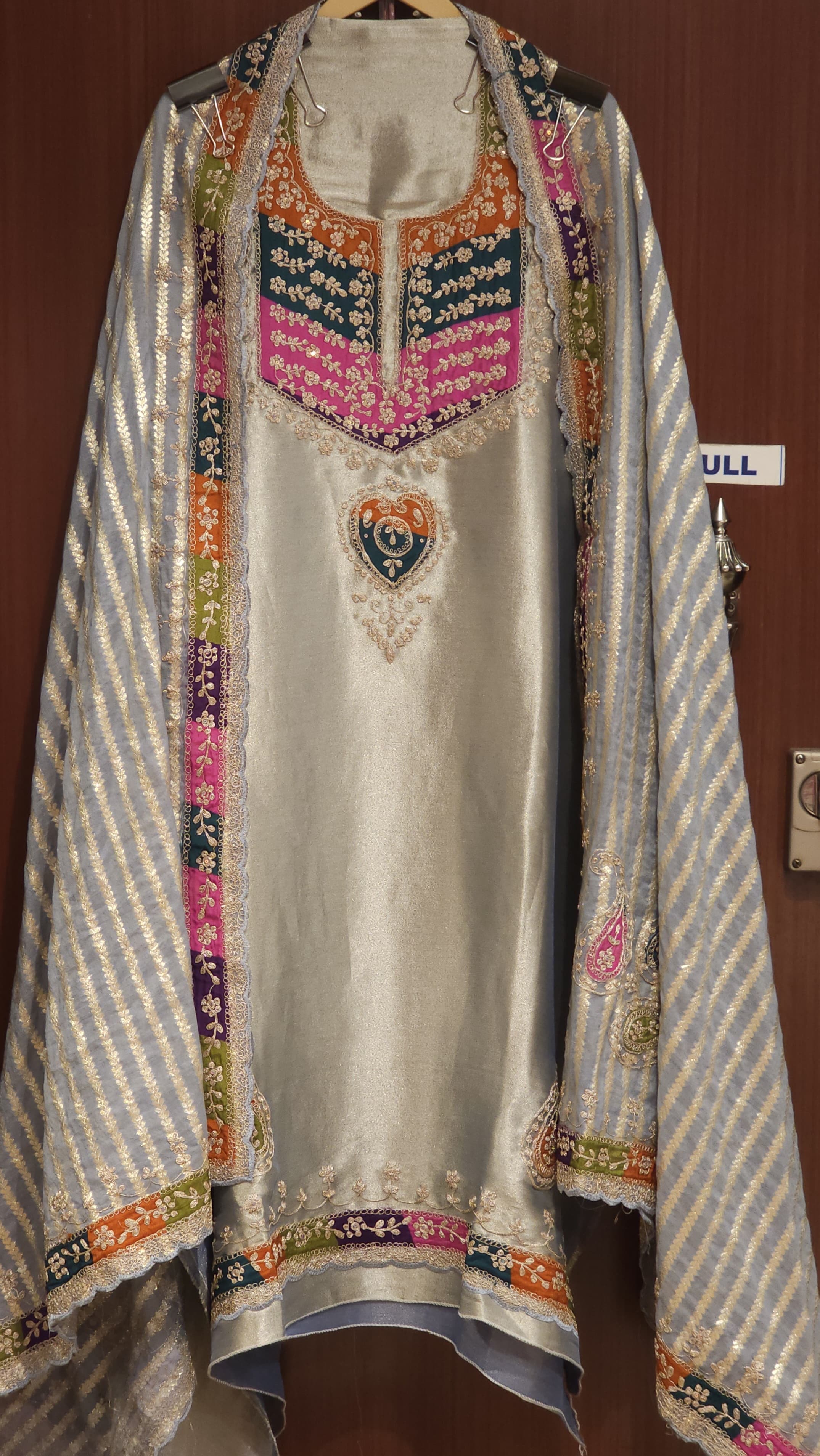 Russian Silk Suit with Crushed Banarasi Dupatta