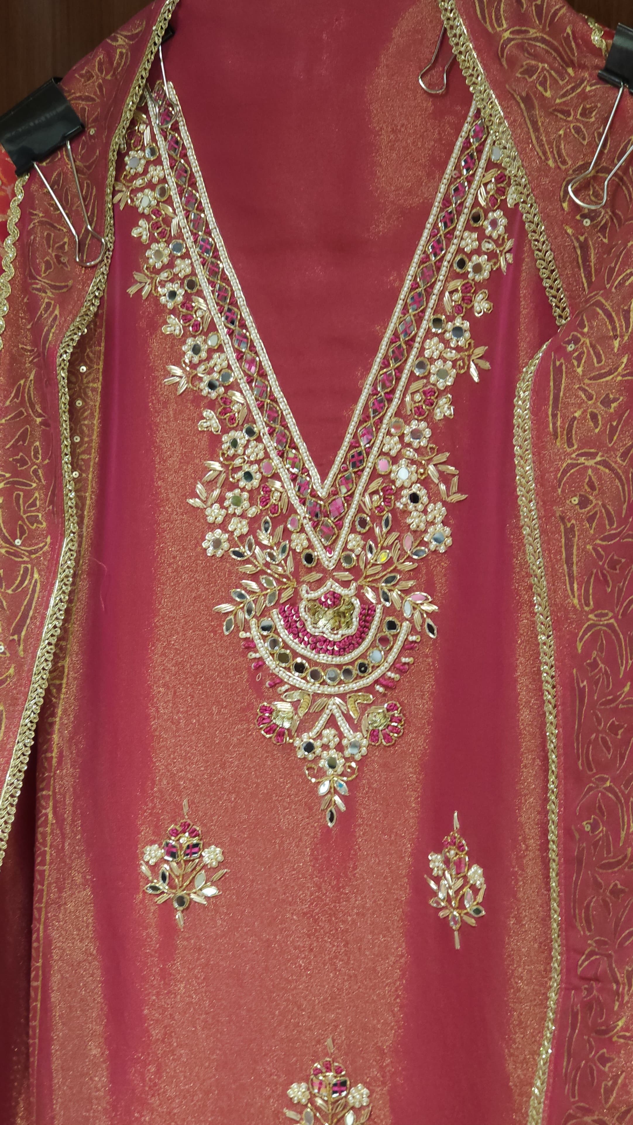Block Print Banarasi Tissue Suit with hand embroidery