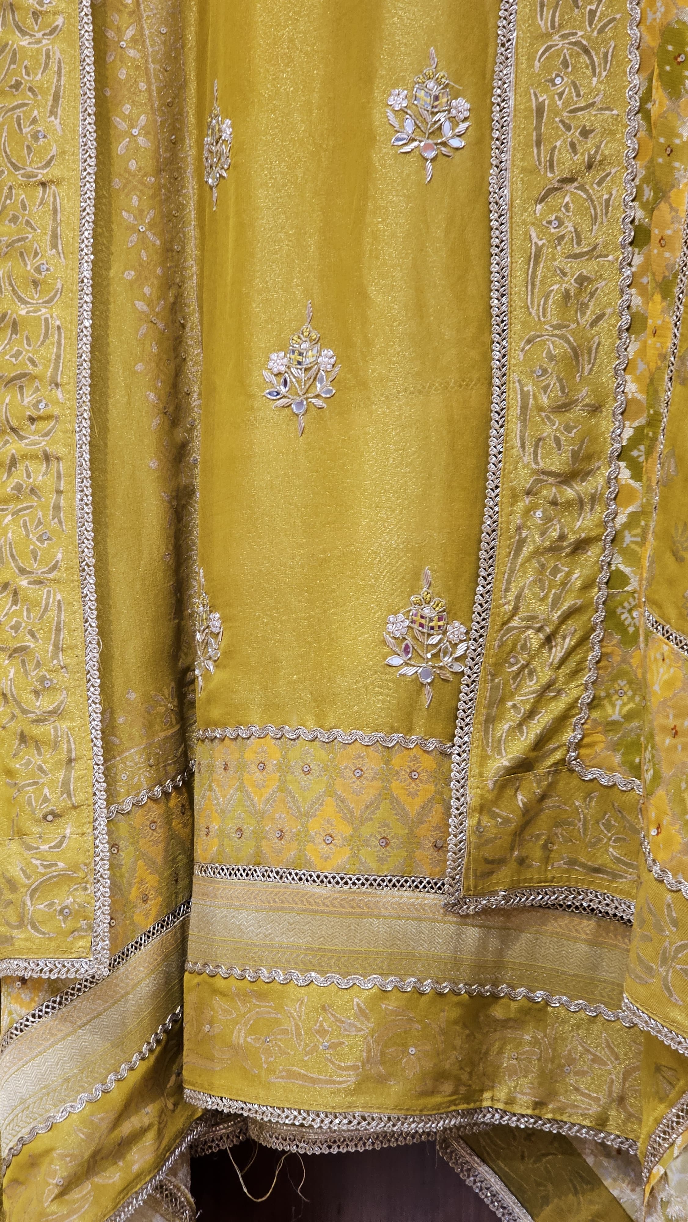 Block Print Banarasi Tissue Suit with hand embroidery