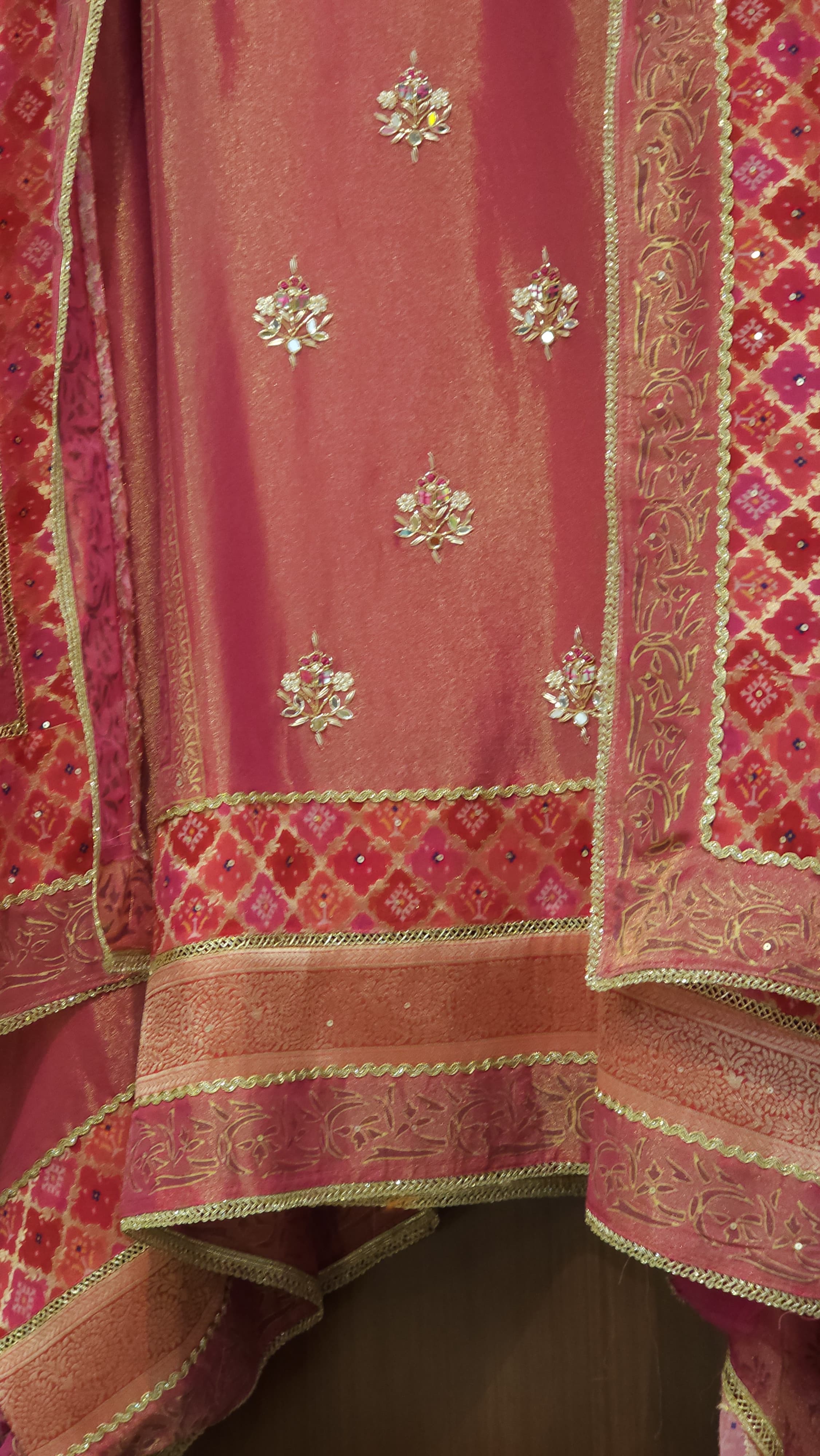 Block Print Banarasi Tissue Suit with hand embroidery