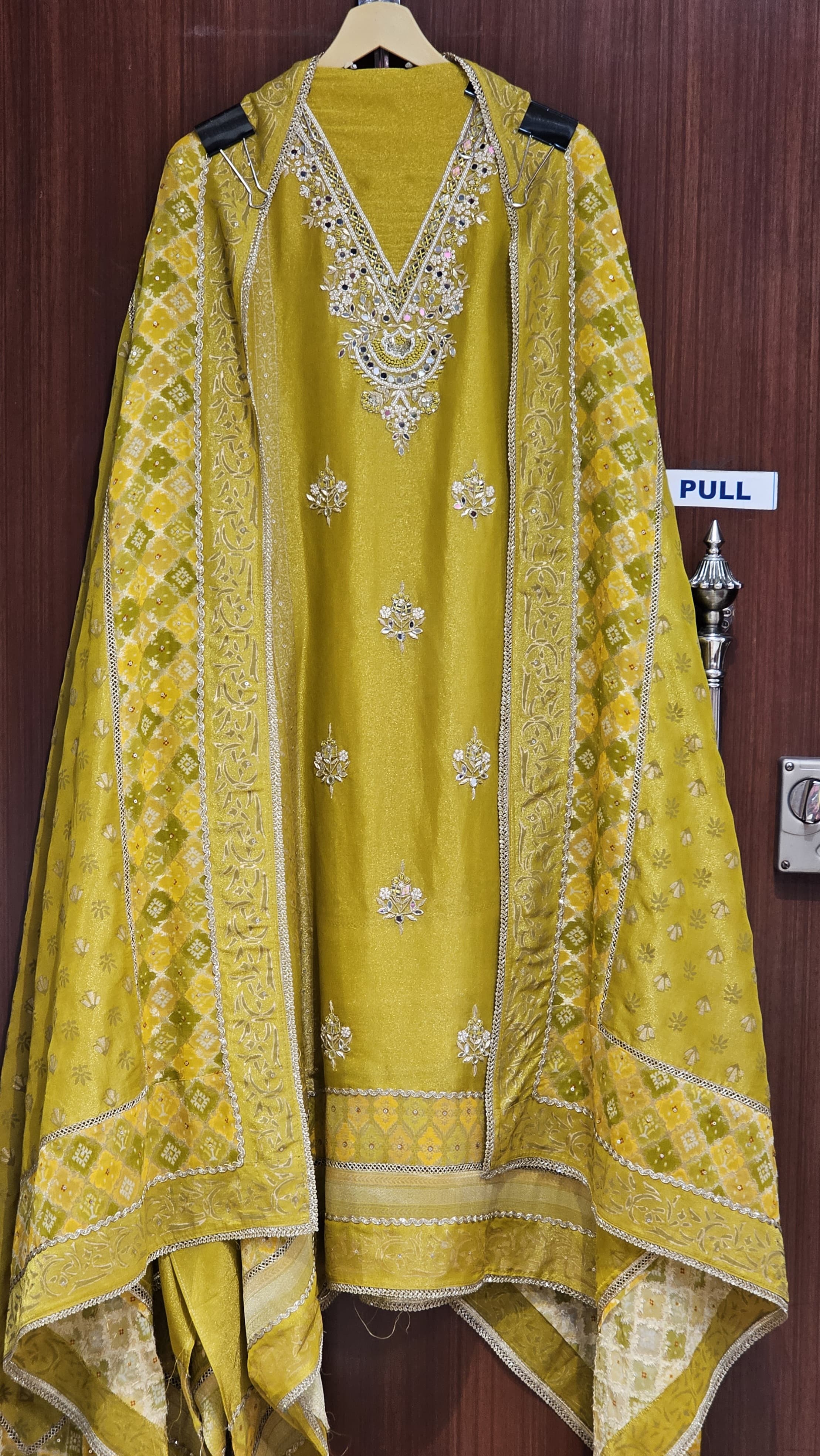 Block Print Banarasi Tissue Suit with hand embroidery