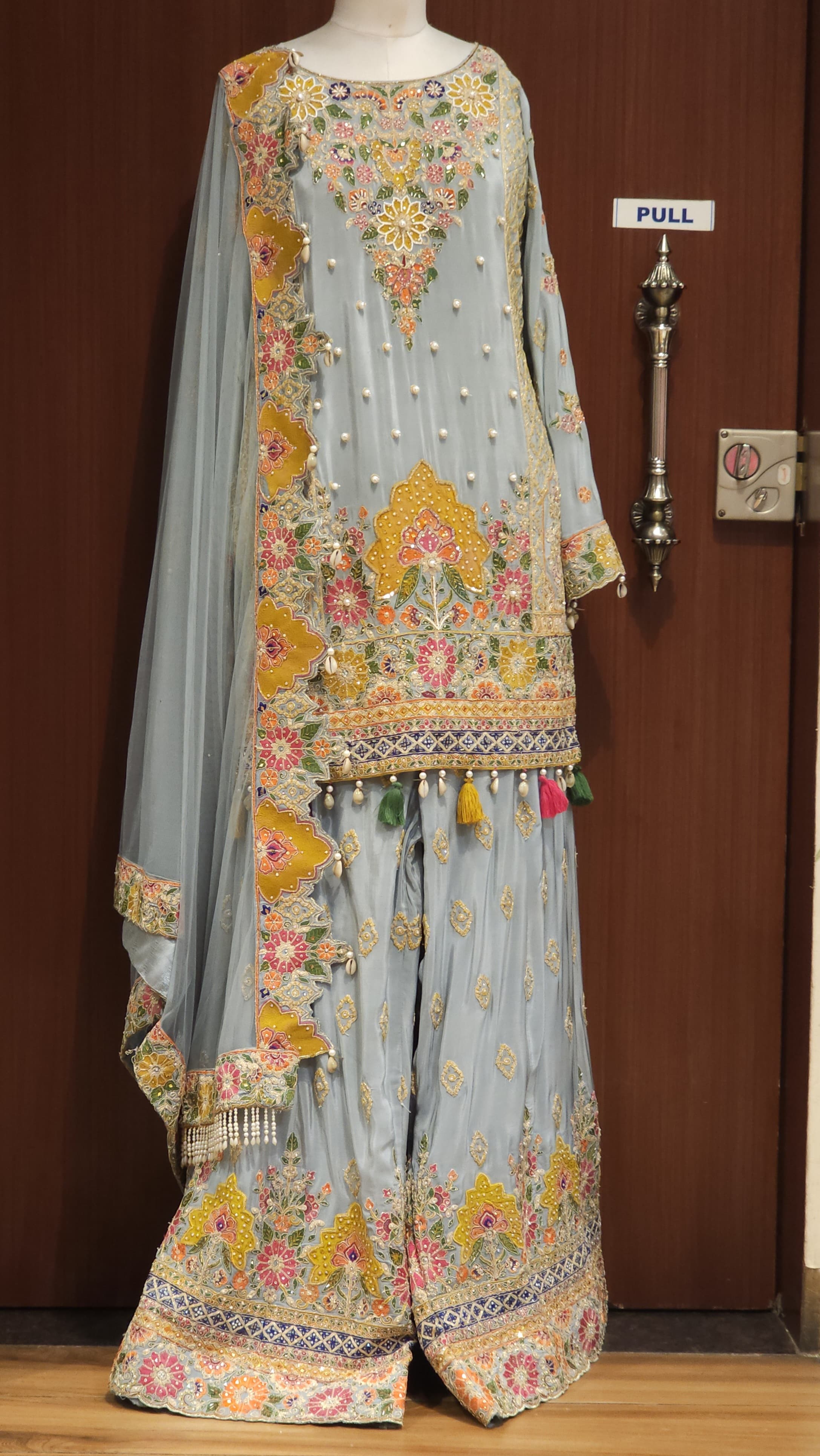 Heavy Pakistani Readymade Crepe pure Sharara Set