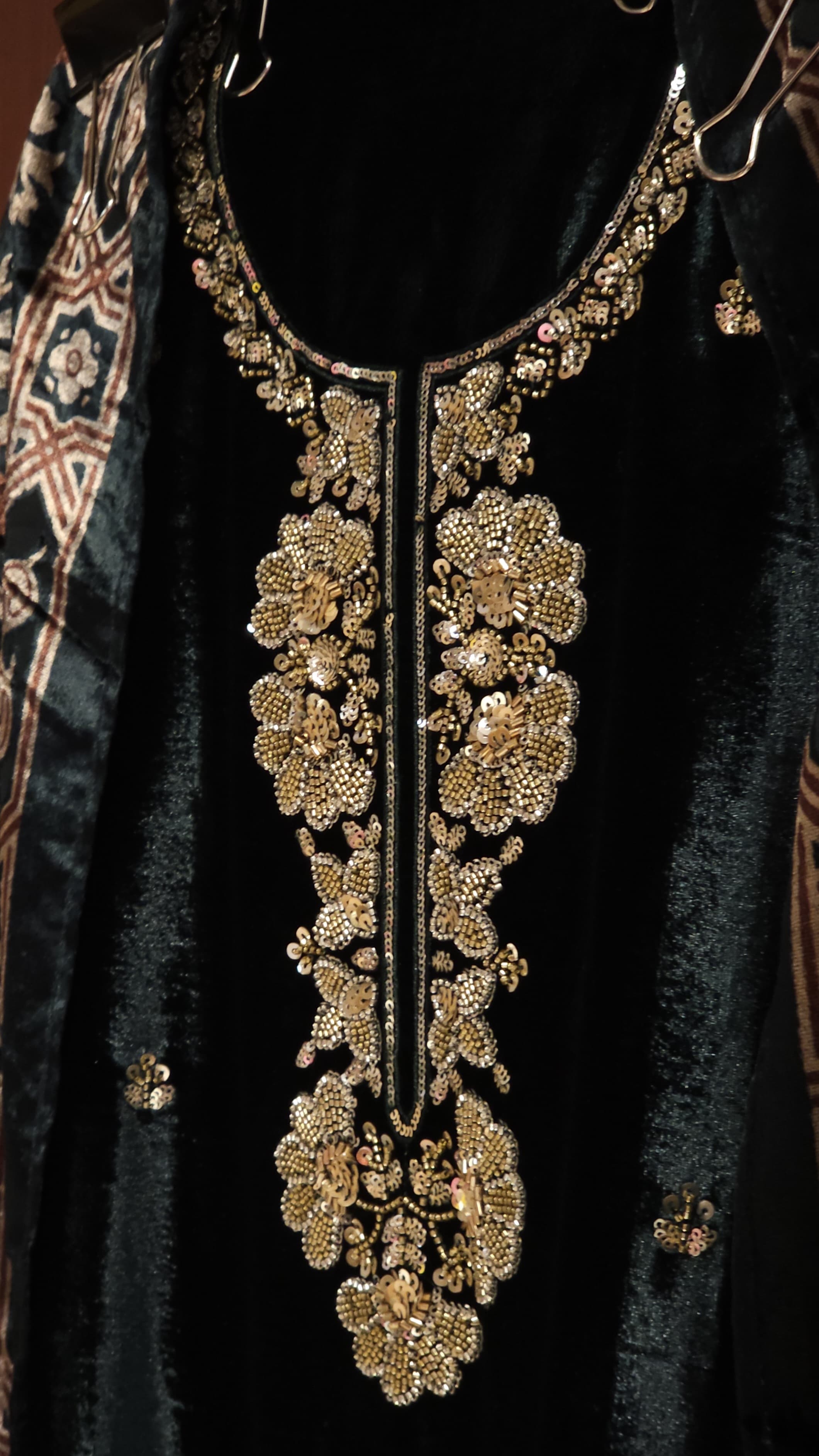 Velvet Suit with Brasso dupatta & Jamawar Silk bottom